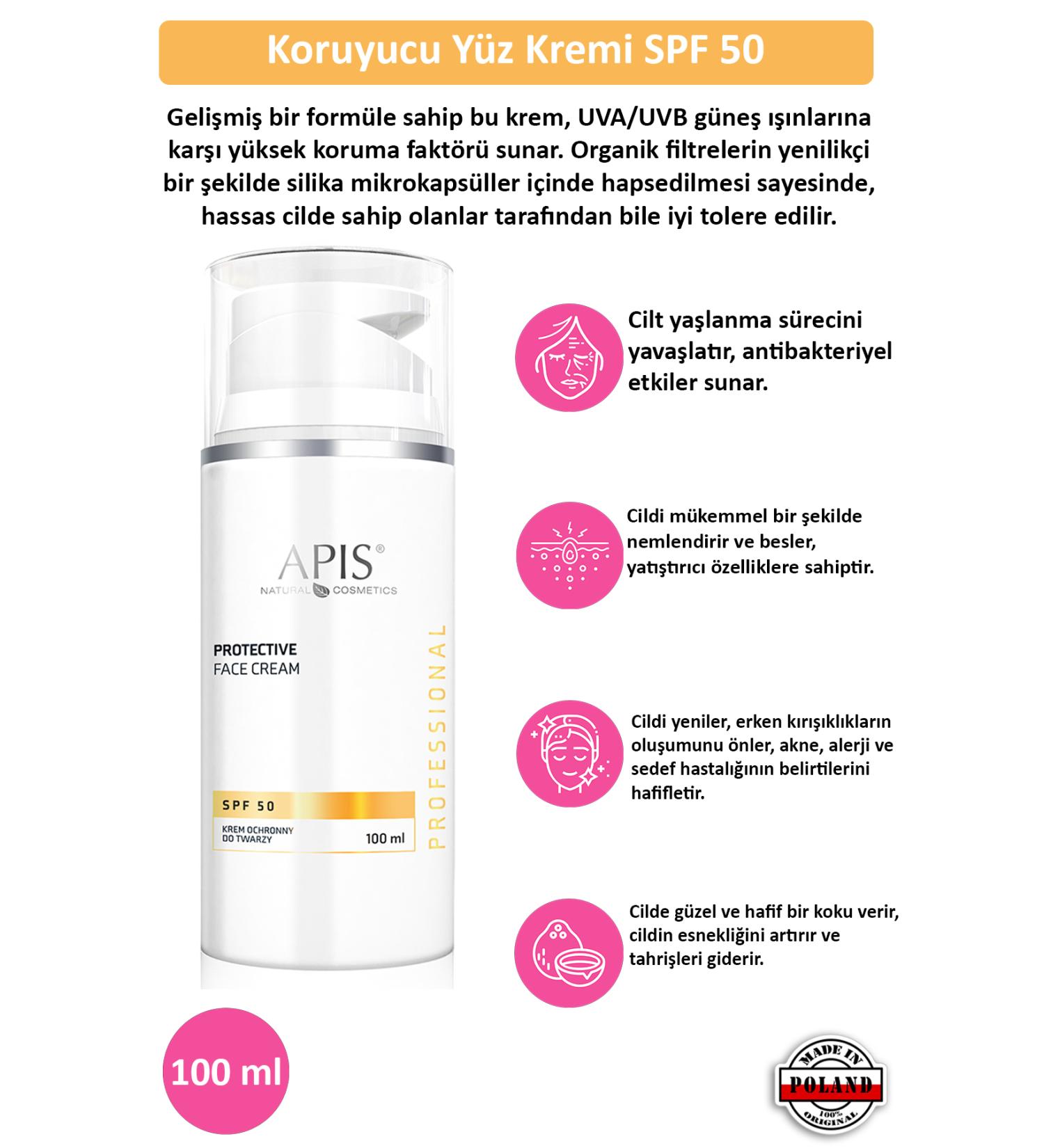 Apis Natural Cosmetics Sunscreen Face Cream Spf 50 - 100ml - Buy Online on GoSupps.com