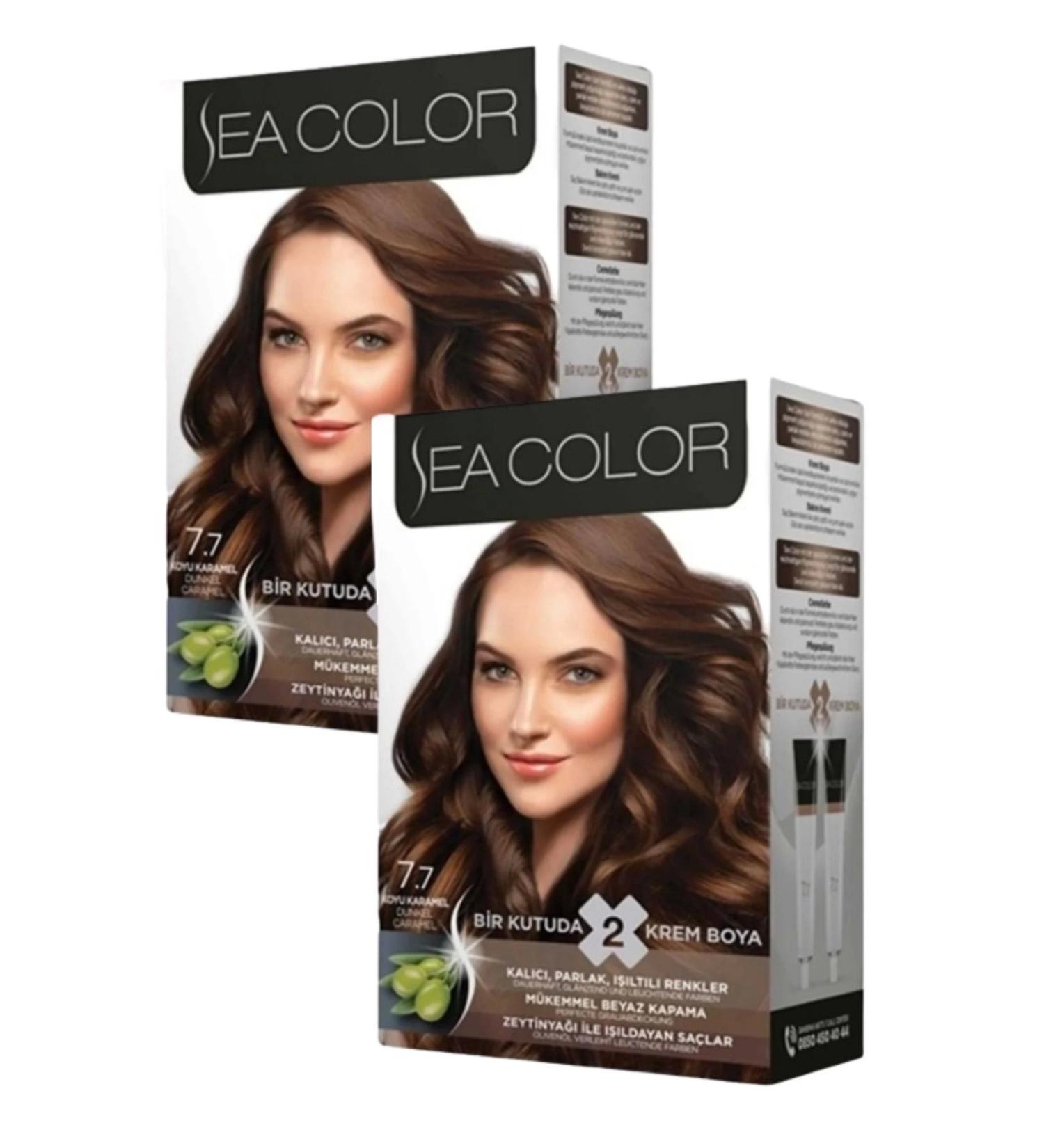Sea Color 7/7 Hair Dye Dark Caramel 100 Ml x 2 Boxes