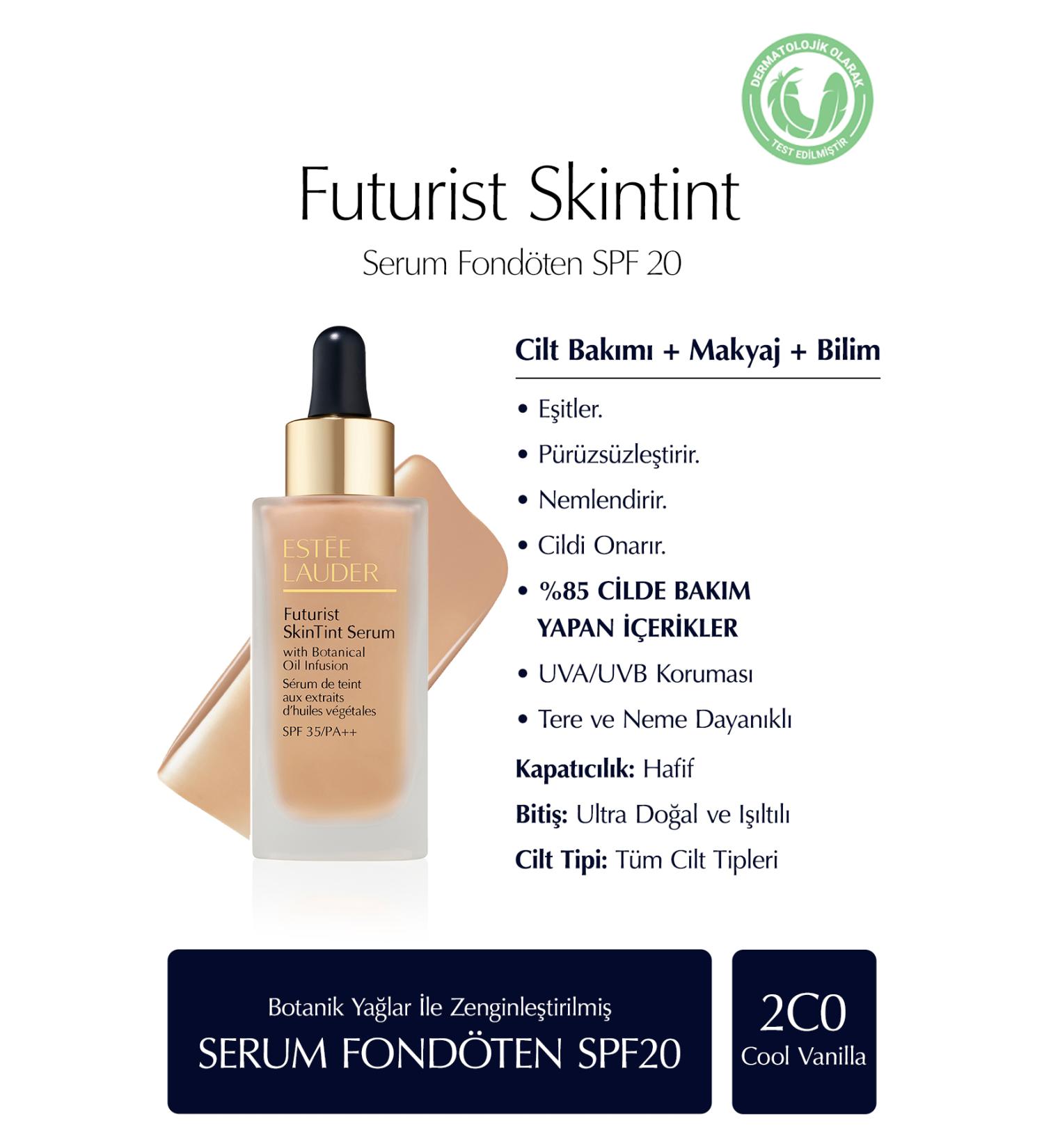 Estee Lauder Futurist SkinTint Serum Foundation 30ml - SPF20 Color: 2C0 Cool Vanilla - Buy Online on GoSupps.com