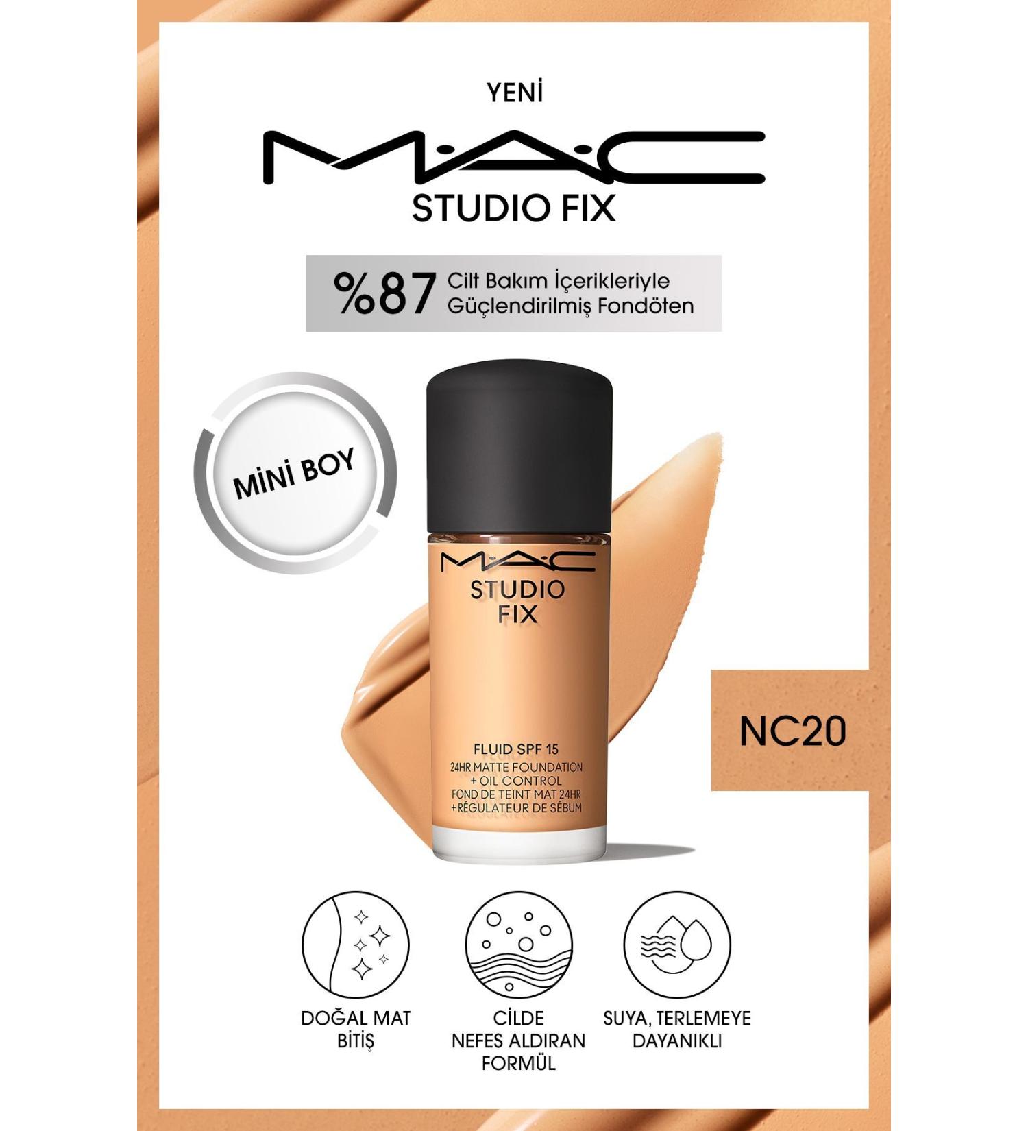Mac 24 Hour Lasting Matte Foundation - Studio Fix Fluid Spf15 Mini - Color: NC20 - 15ml