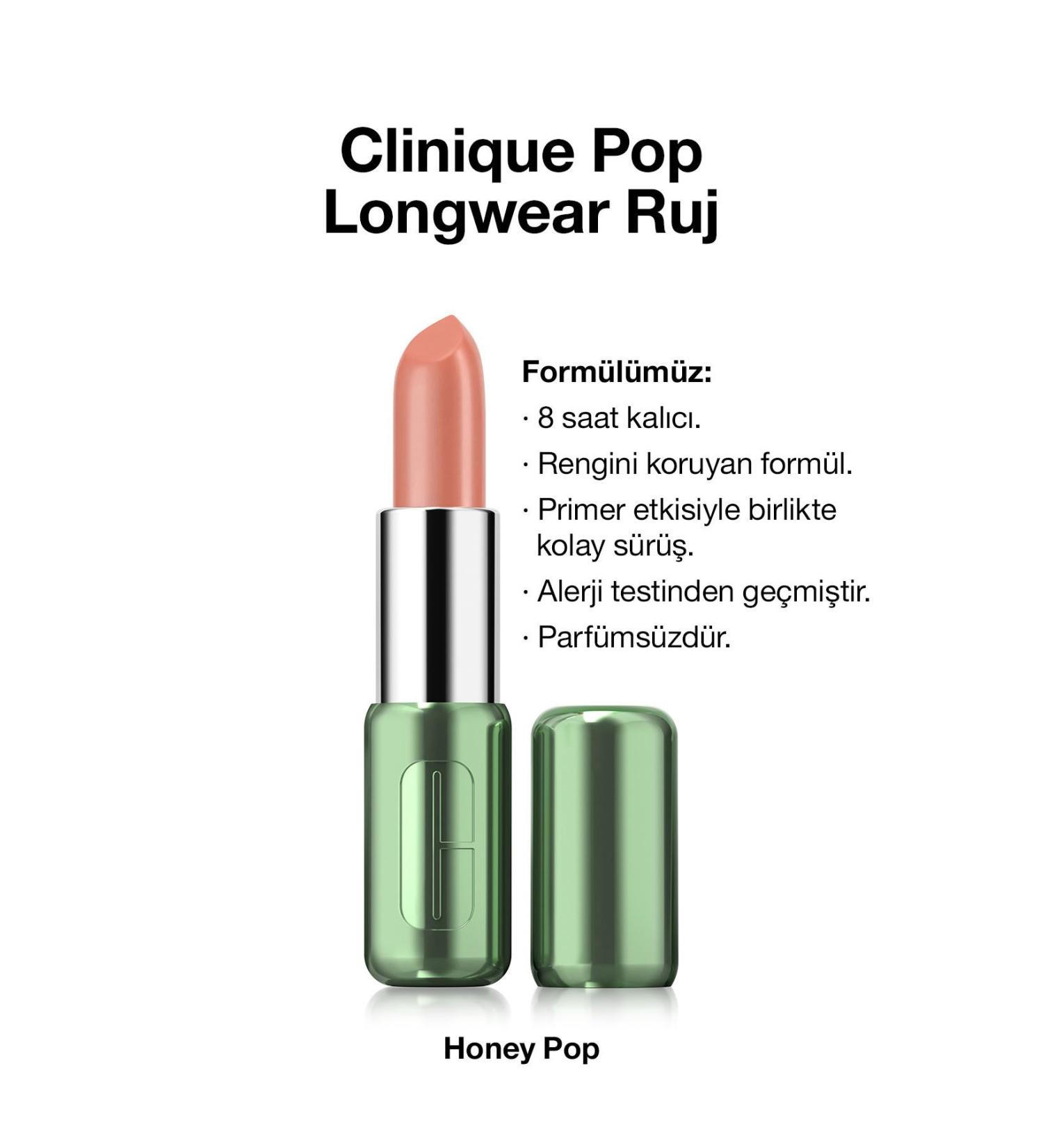 Clinique Pop Longwear Lipstick - Color: Honey Pop - Satin Finish - Buy Online on GoSupps.com