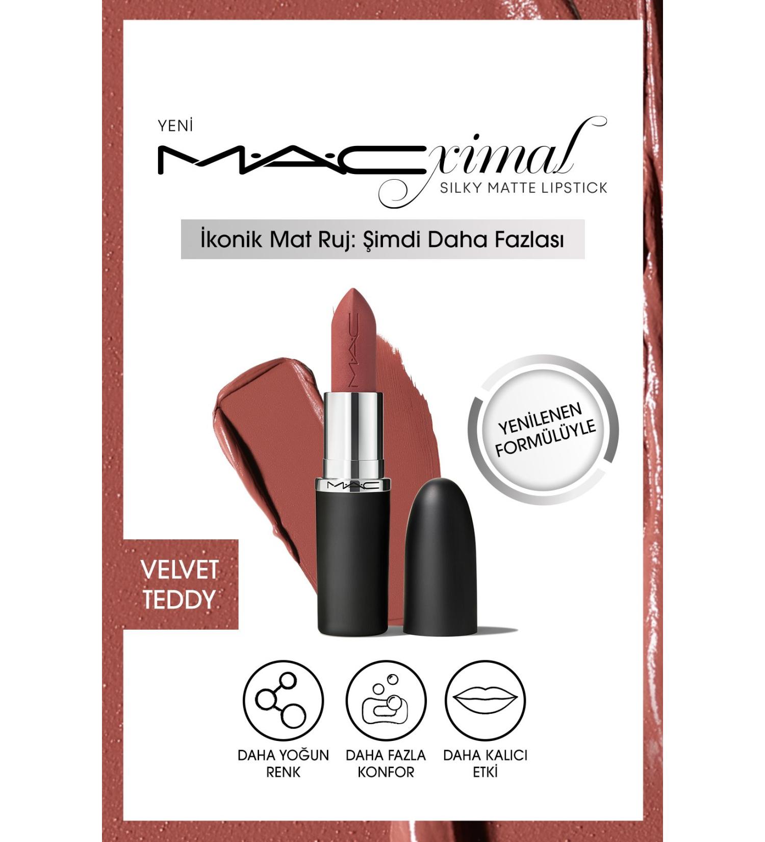 Mac M A CXIMAL Silky Matte Lipstick Moisturizing Intense Color Lipstick - Velvet Teddy - Buy Online on GoSupps.com