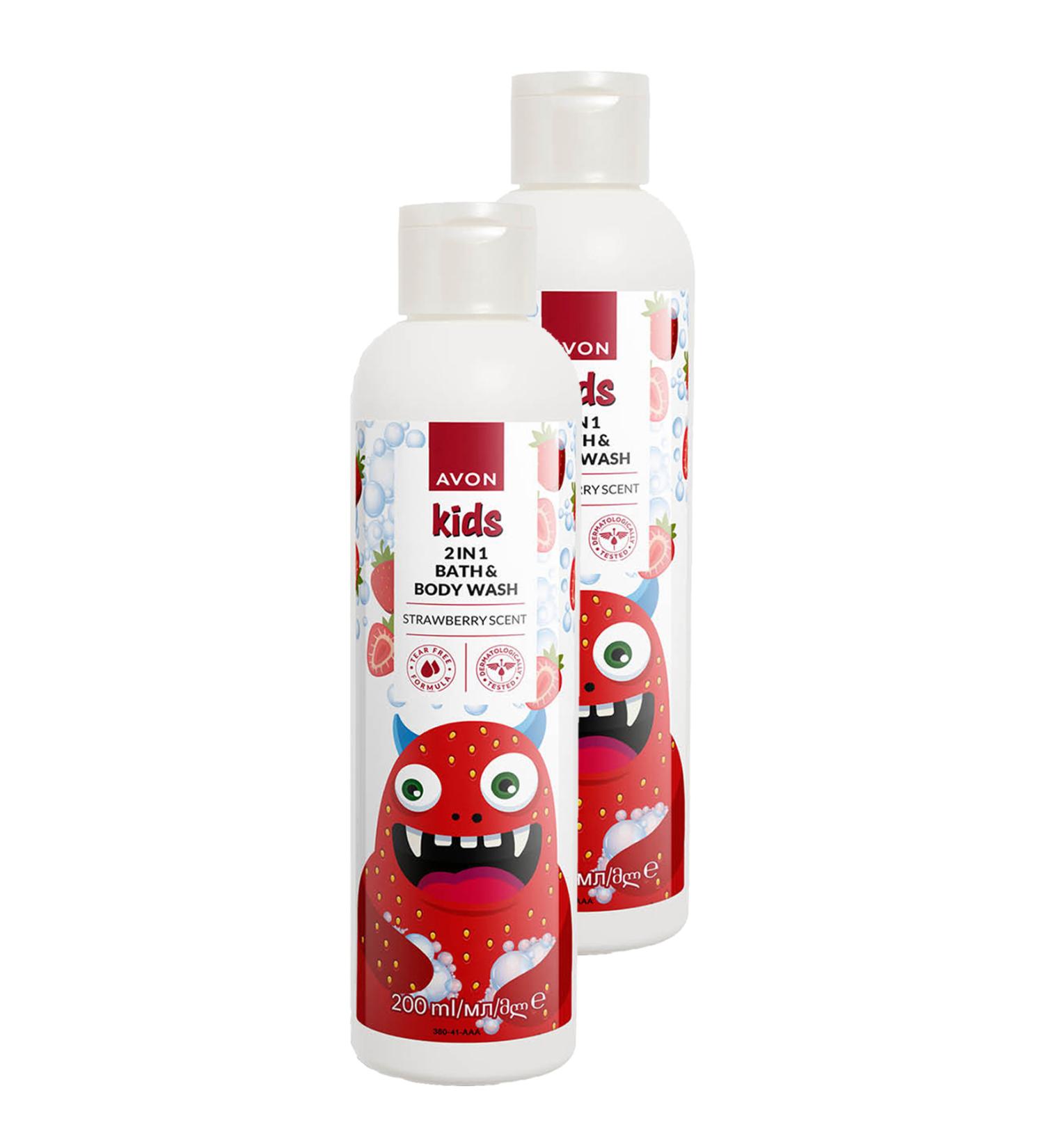 Avon Kids 2 in 1 Strawberry Scented Bath and Body Wash for Children 200 Ml. Set of Two - Buy Online on GoSupps.com