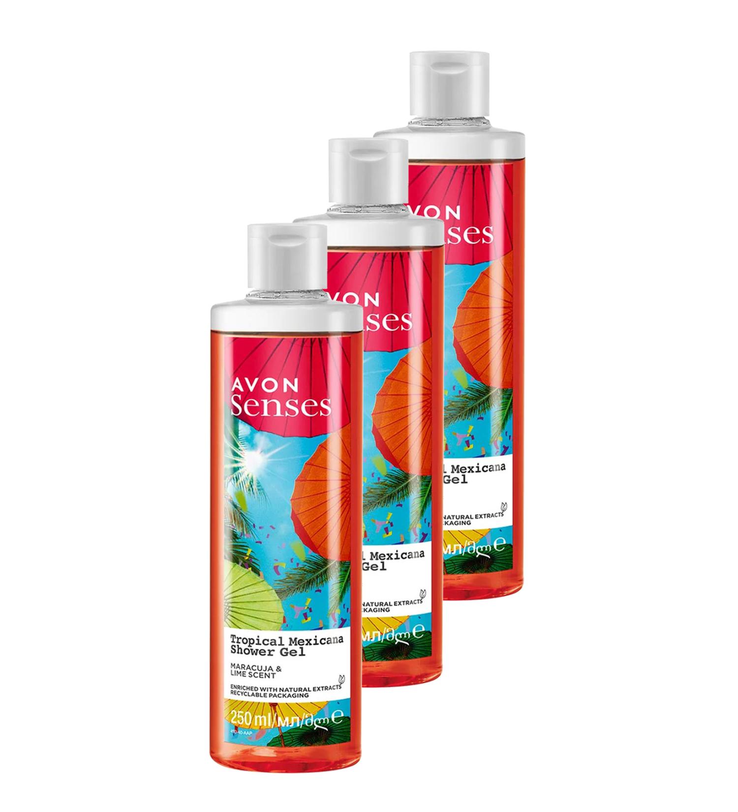 Avon Tropical Mexicana Passion Fruit and Lemon Scented Shower Gel 250 Ml. Set of Three - Buy Online on GoSupps.com