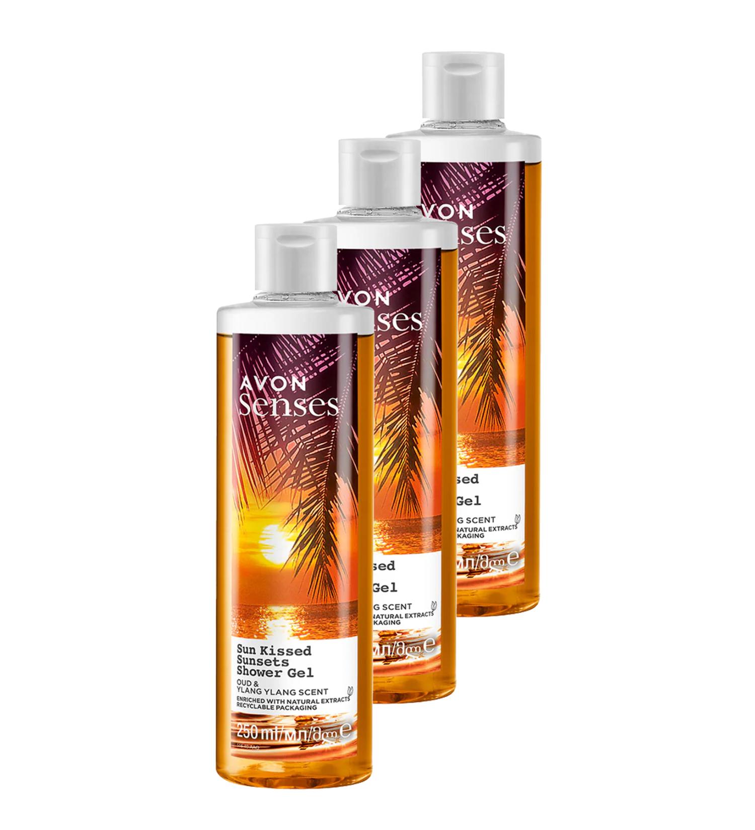 Avon Senses Sun Kissed Sunsets Shower Gel 250 Ml. Triple Set
