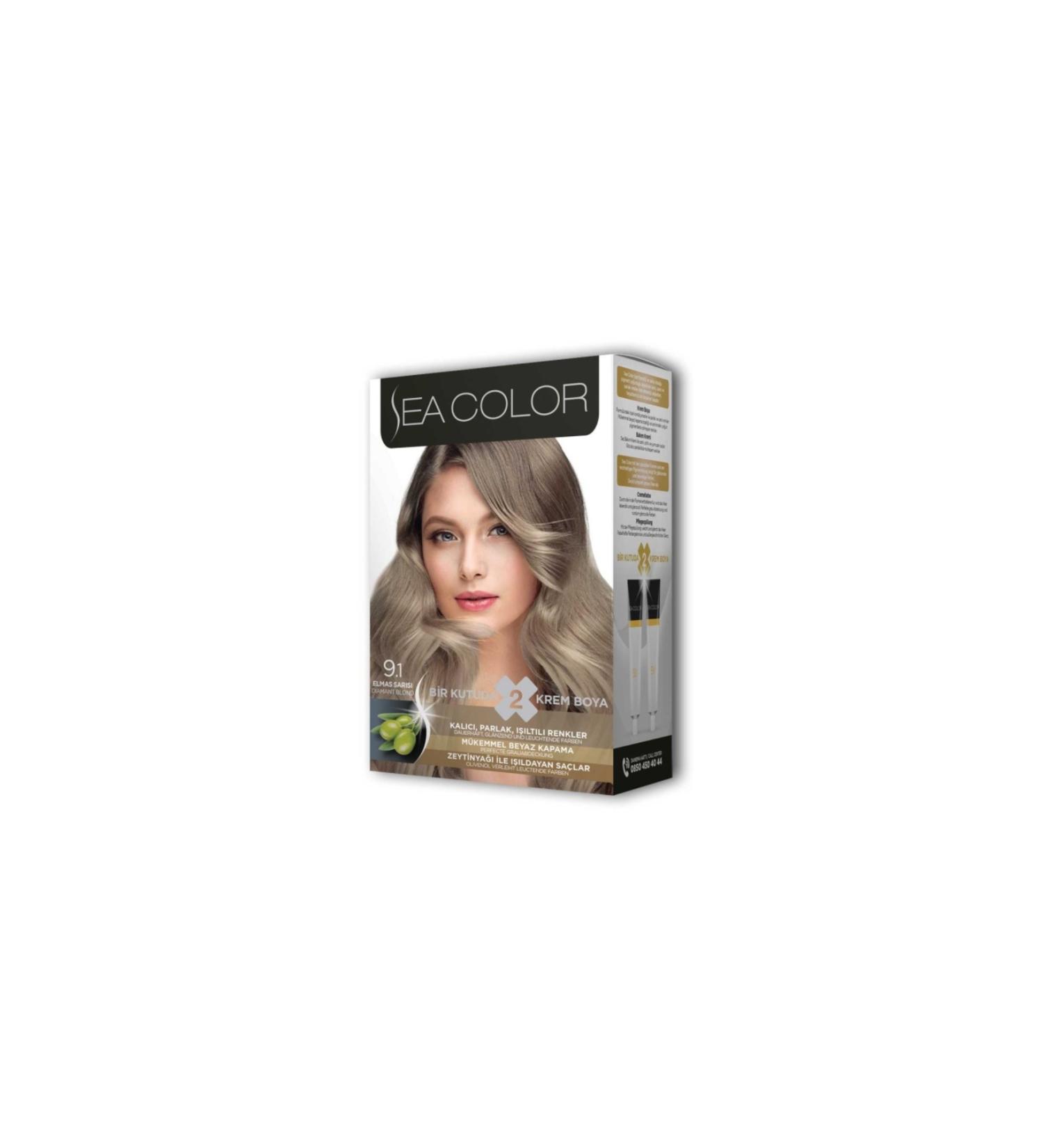 Sea Color 2 Tube Cream Hair Dye Set Diamond Blonde No:9.1