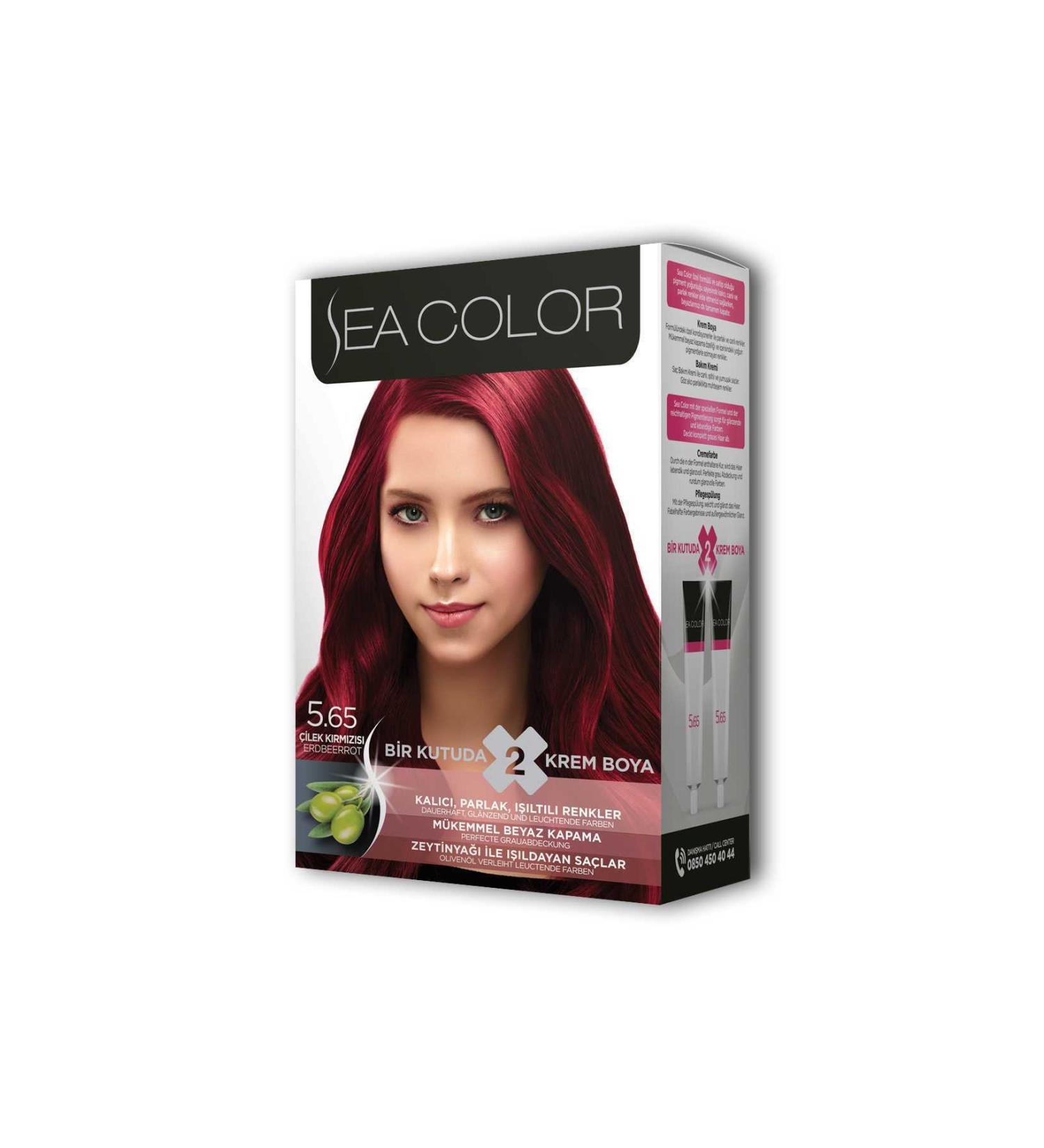 Lyrae Store 2 Tube Cream Hair Dye Set Strawberry Red No: 5.65 - ALP4644-8107