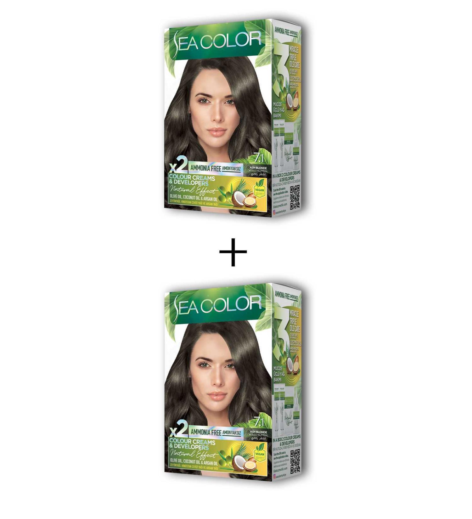 dryertime 2X2 Tube Cream Hair Dye Set Ash Blonde No:7.1 - DRY5105-1500