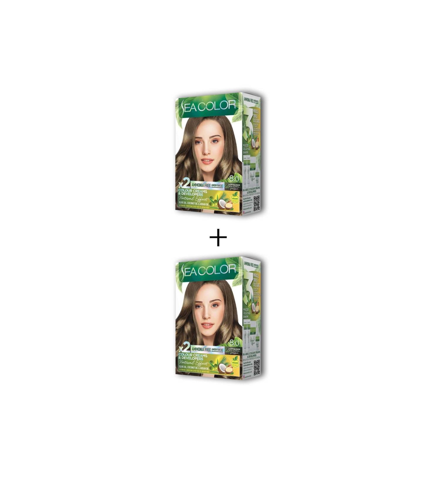 2X2 Tube Cream Hair Dye Set Light Blonde No:8.0