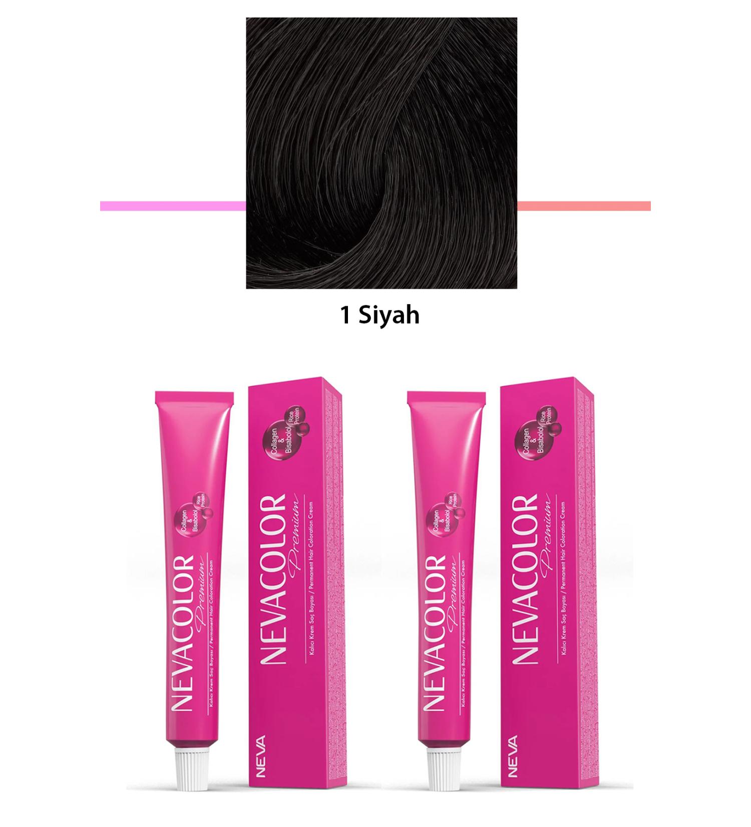 akna 2 Set Premium 1 Black - Permanent Cream Hair Dye 2 X 50 g Tube - ANK9014-7996