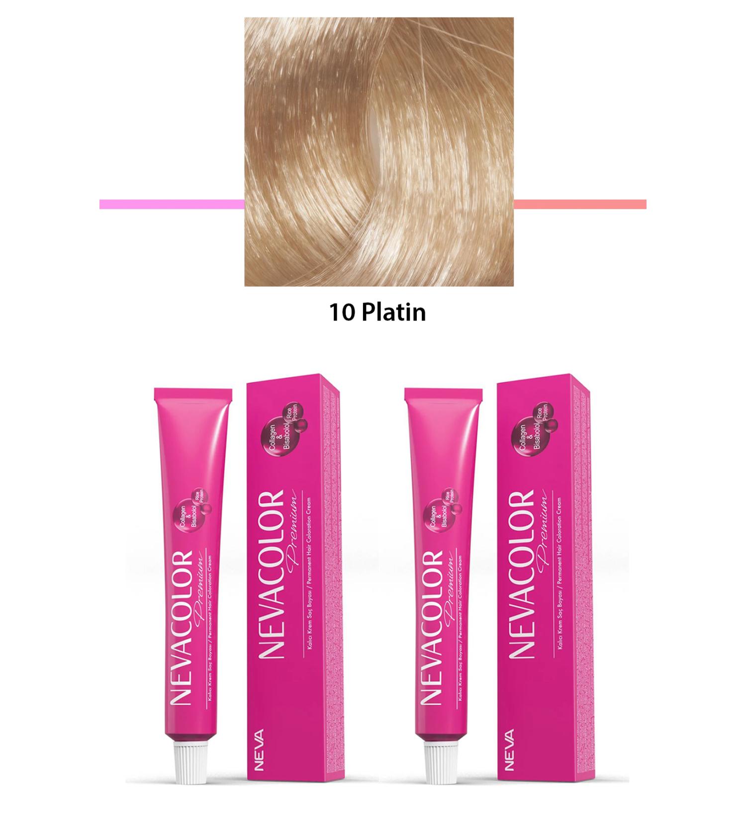 akna 2 Set Premium 10 Platinum - Permanent Cream Hair Dye 2 X 50 g Tube - ANK1882-7737