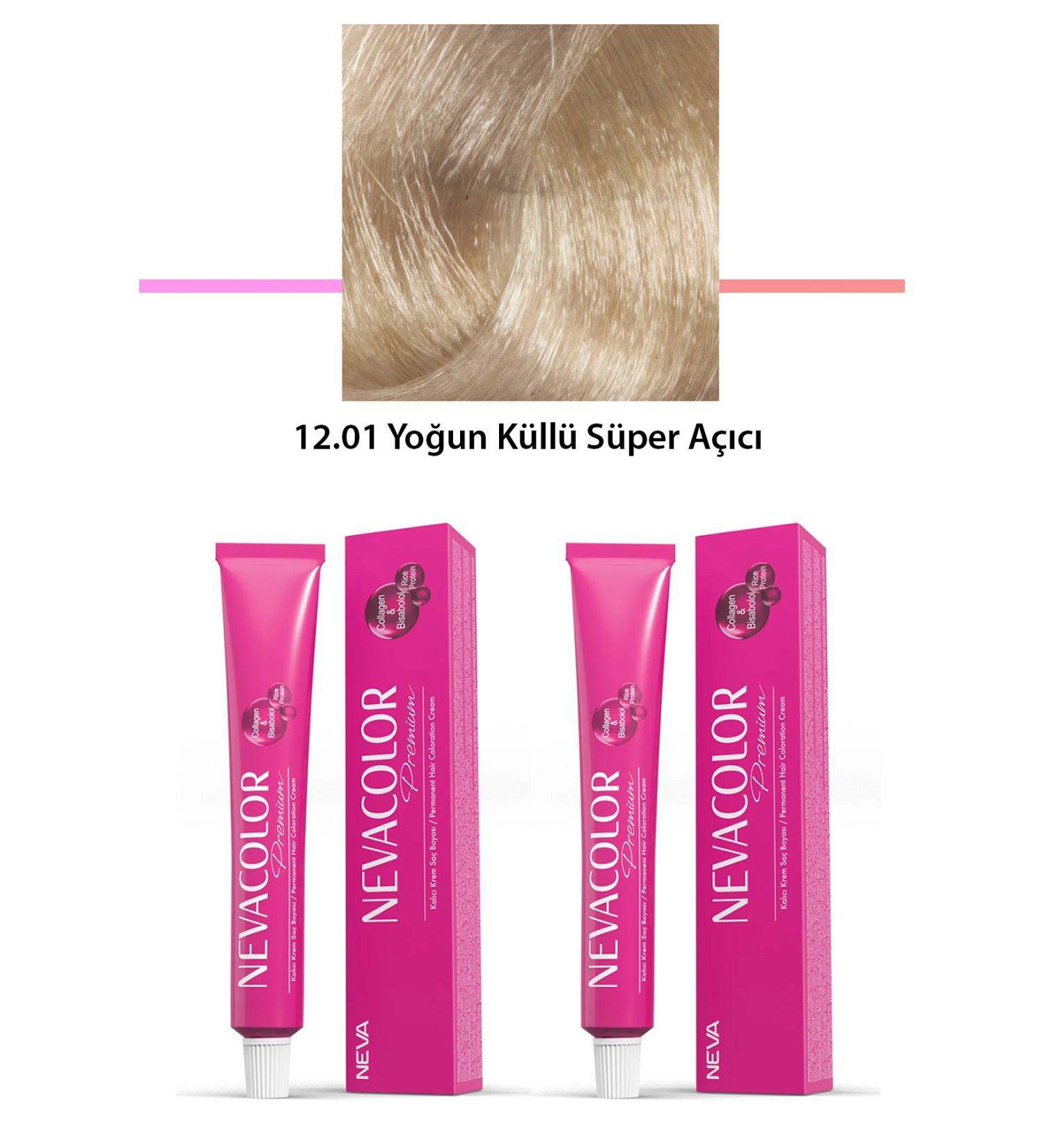 BORES 2 Set Premium 12.01 Intense Ash Super Lightener - Permanent Cream Hair Dye 2 - BRS1865-5462