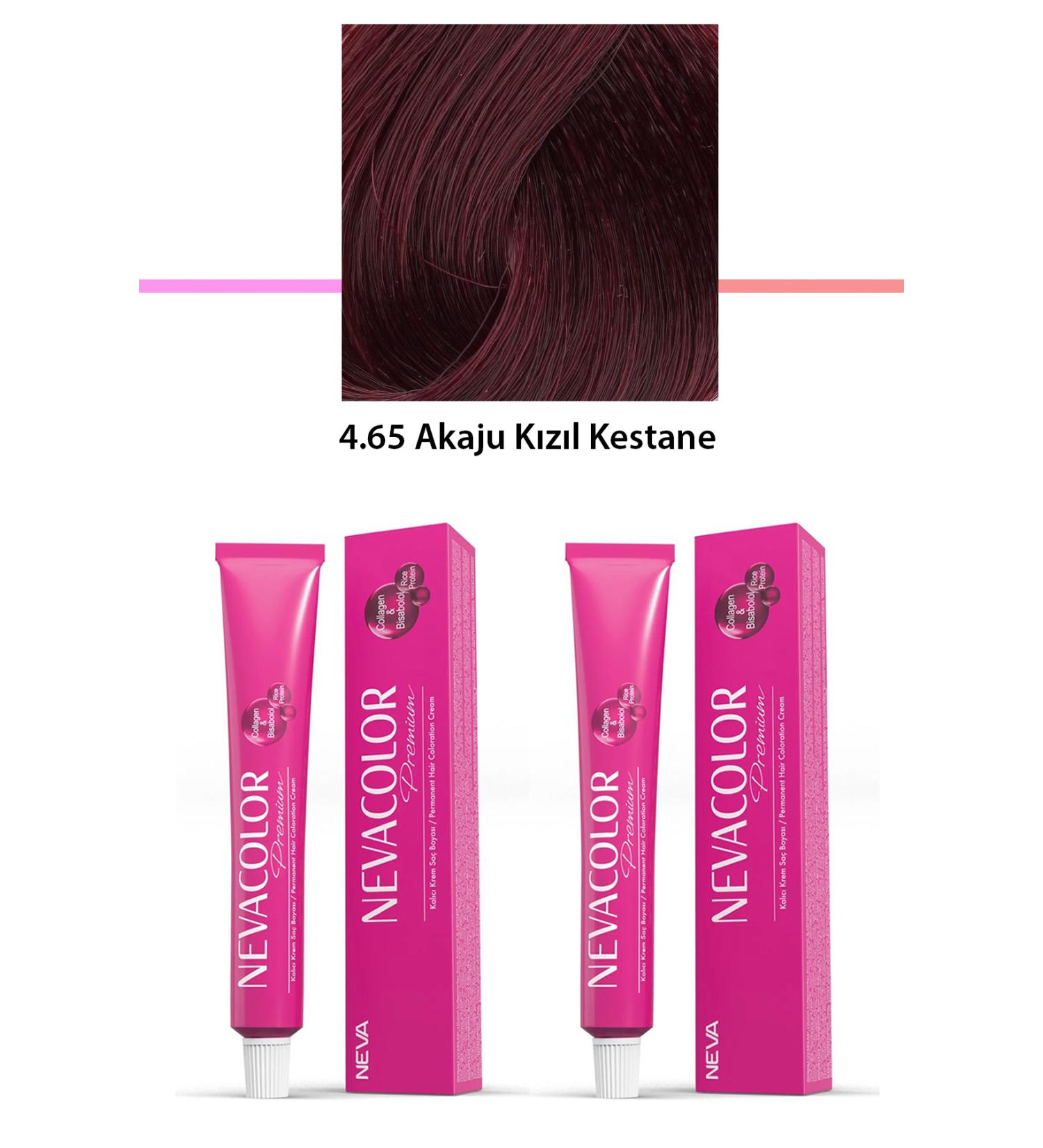 akna 2 Set Premium 4.65 Akaju Red Chestnut - Permanent Cream Hair Dye 2 X 50 g T - ANK6611-6853