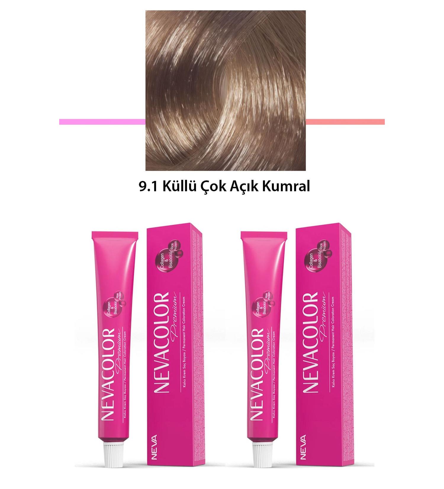 sahbulstore 2 Set Premium 9.1 Ashy Very Light Blonde - Permanent Cream Hair Dye 2 X 50 - SBS1386-2434