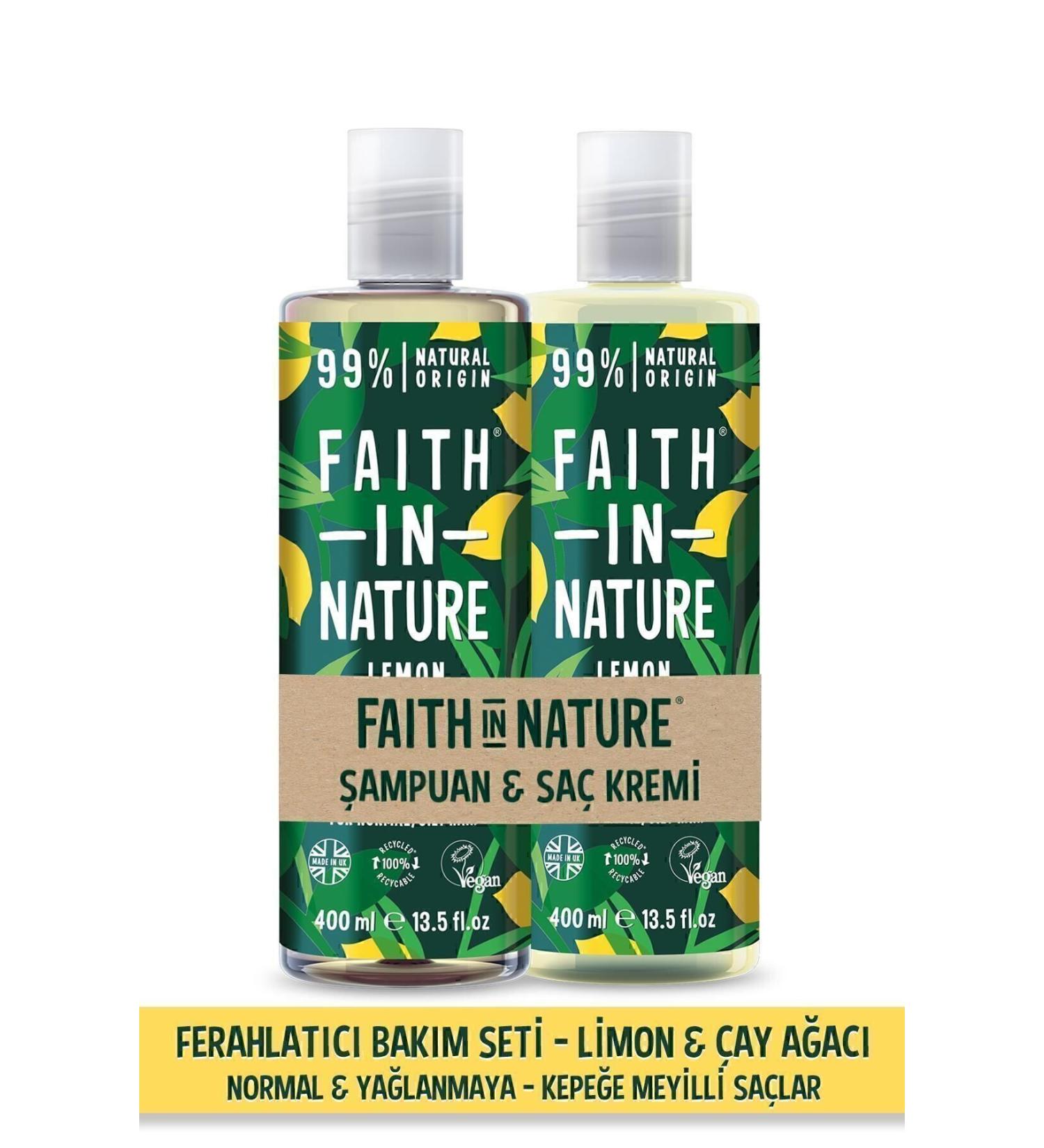 Faith In Nature Natural Refreshing Shampoo&Conditioner Lemon&Tea Tree - Buy Online on GoSupps.com