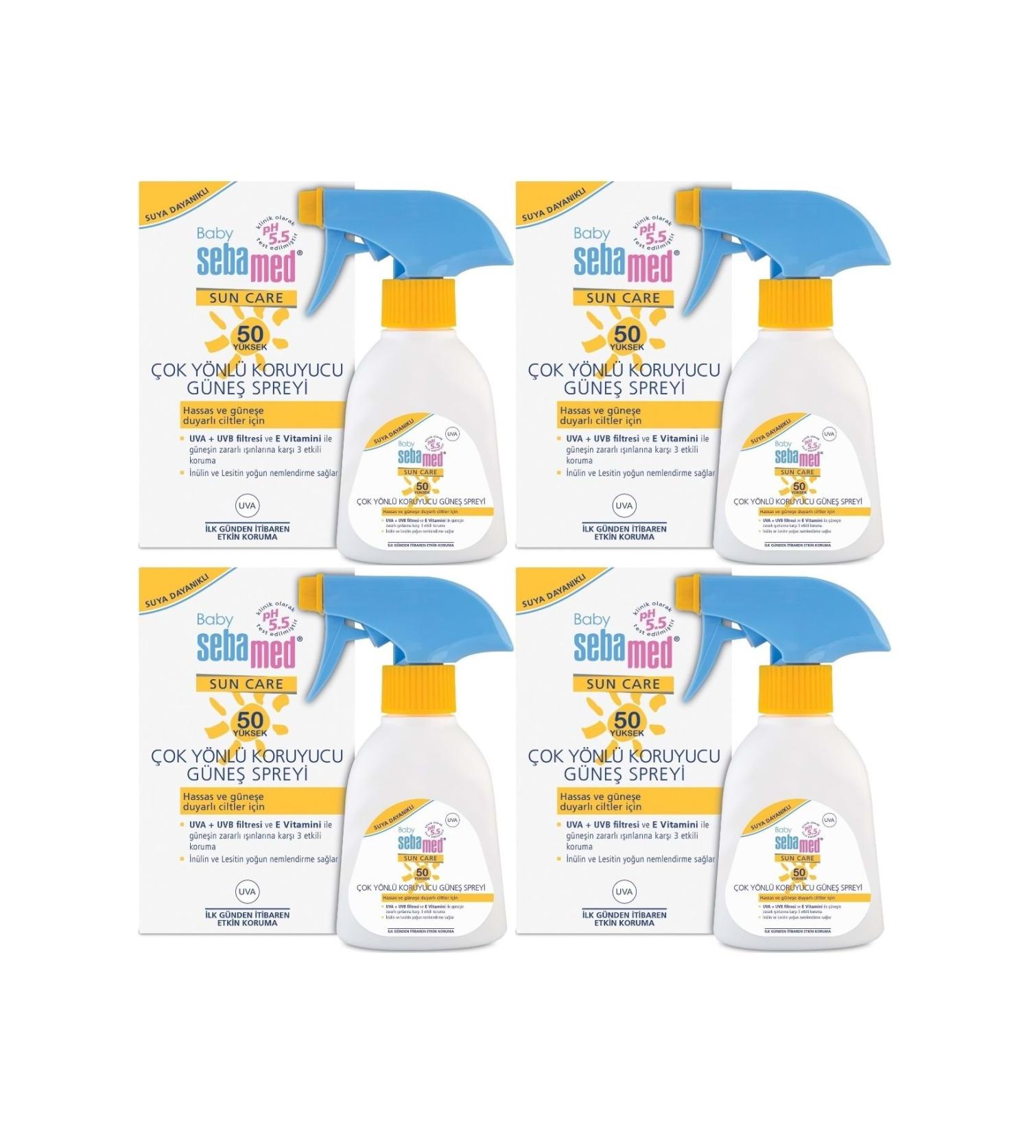 Sebamed Sun Care Baby Sun Lotion Cream Spray 50+ Factor 200ML (For Sensitive Skin) (Set of 4)