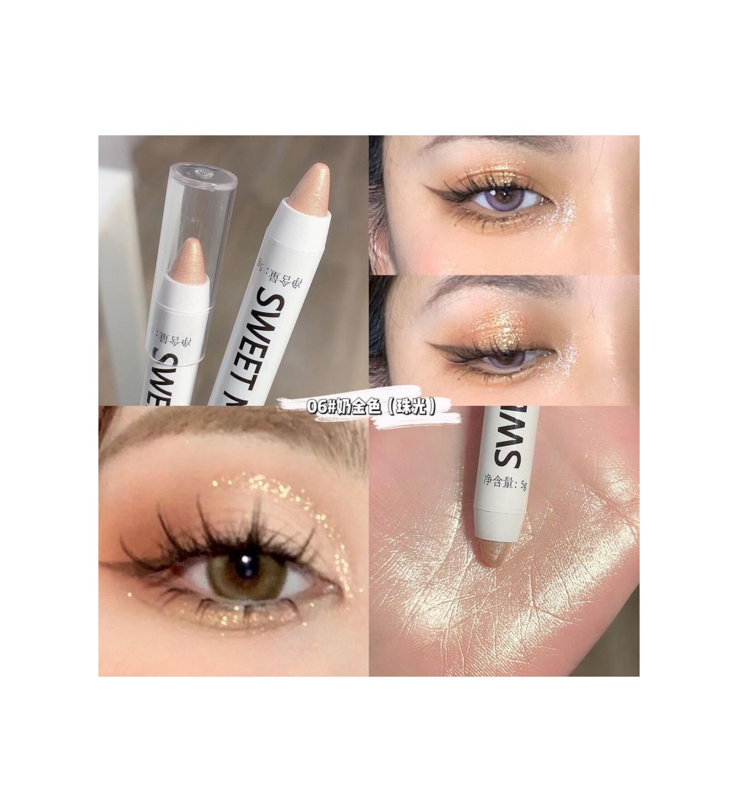 sweet mint Highly pigmented shiny Korean pencil eyeshadow highlighter (GOLD 06) - Buy Online on GoSupps.com