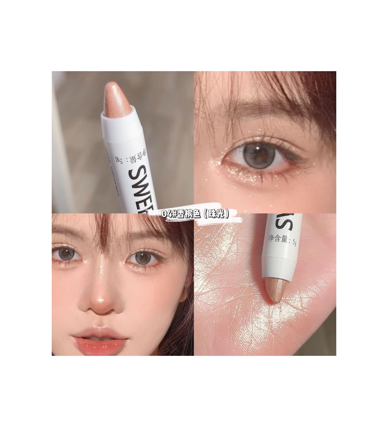 sweet mint Highly pigmented shiny Korean pencil eyeshadow highlighter pen (CHAMPAGNE 07) - Buy Online on GoSupps.com