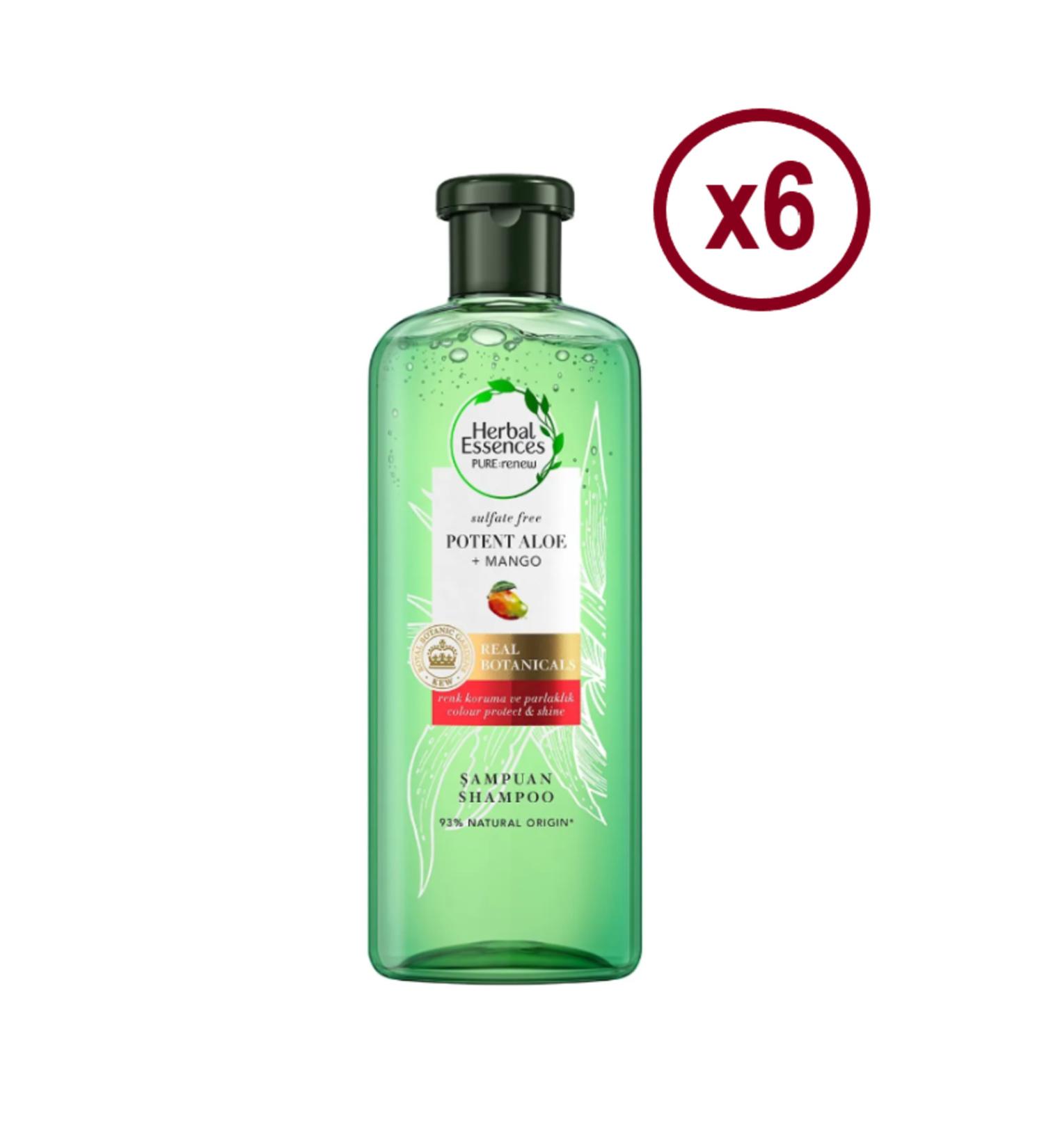 Herbal Essences Aloe + Mango Sulfate Free 380ml Shampoo x6 Pcs