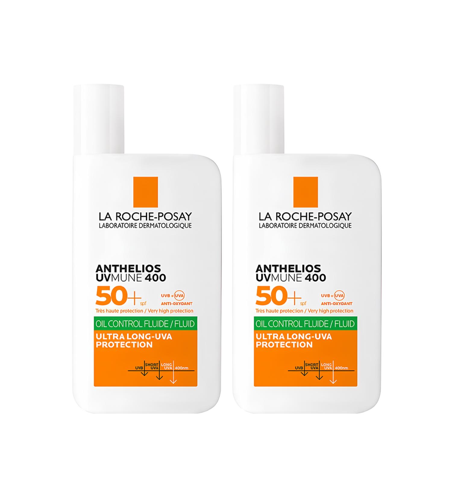La Roche Posay Anthelios Uvmune 400 Spf50+ Oil Control Fluid Face Sun Cream 50ml X 2