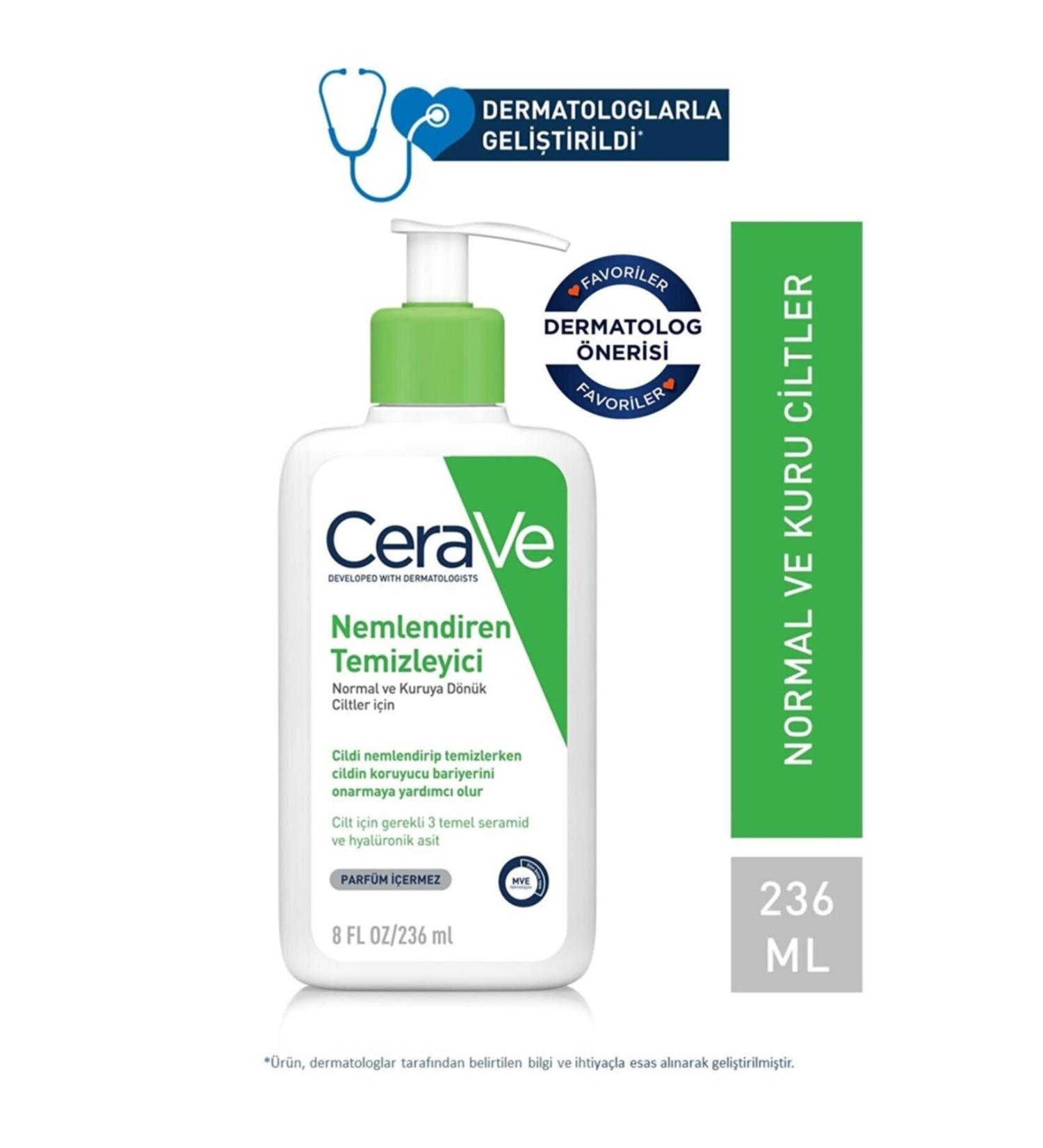 CeraVe Moisturizing Non-Foaming Lotion Cleanser for Hands Face and Body Suitable for Normal and Dry Skin 236 Ml
