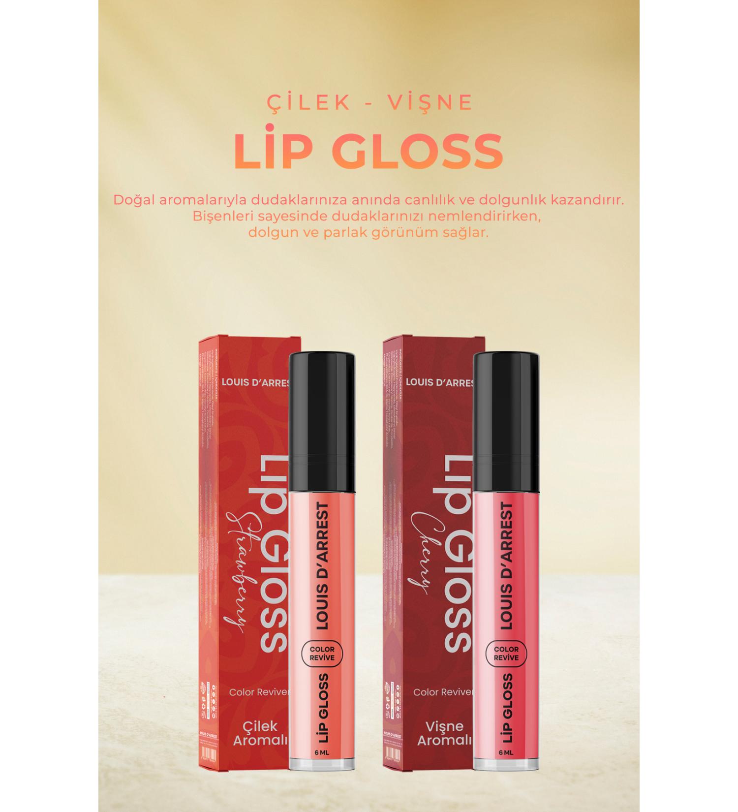Louis DArrest Strawberry and Cherry Flavored Lip Plumper and Shine Lip Gloss Set - Buy Online on GoSupps.com