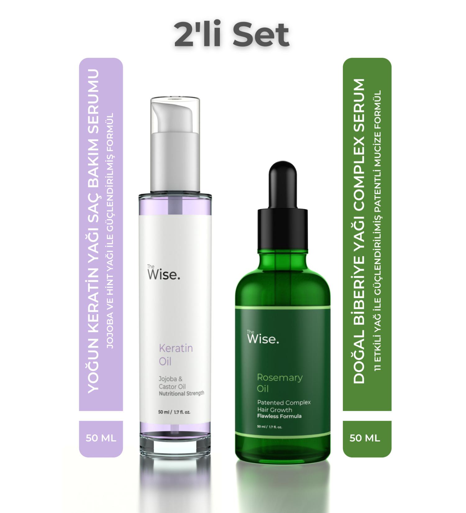 Wise Rosemary Complex and Keratin Oil Hair Care Serum Advantageous 2-Piece Set Daily and Weekly Hair Care