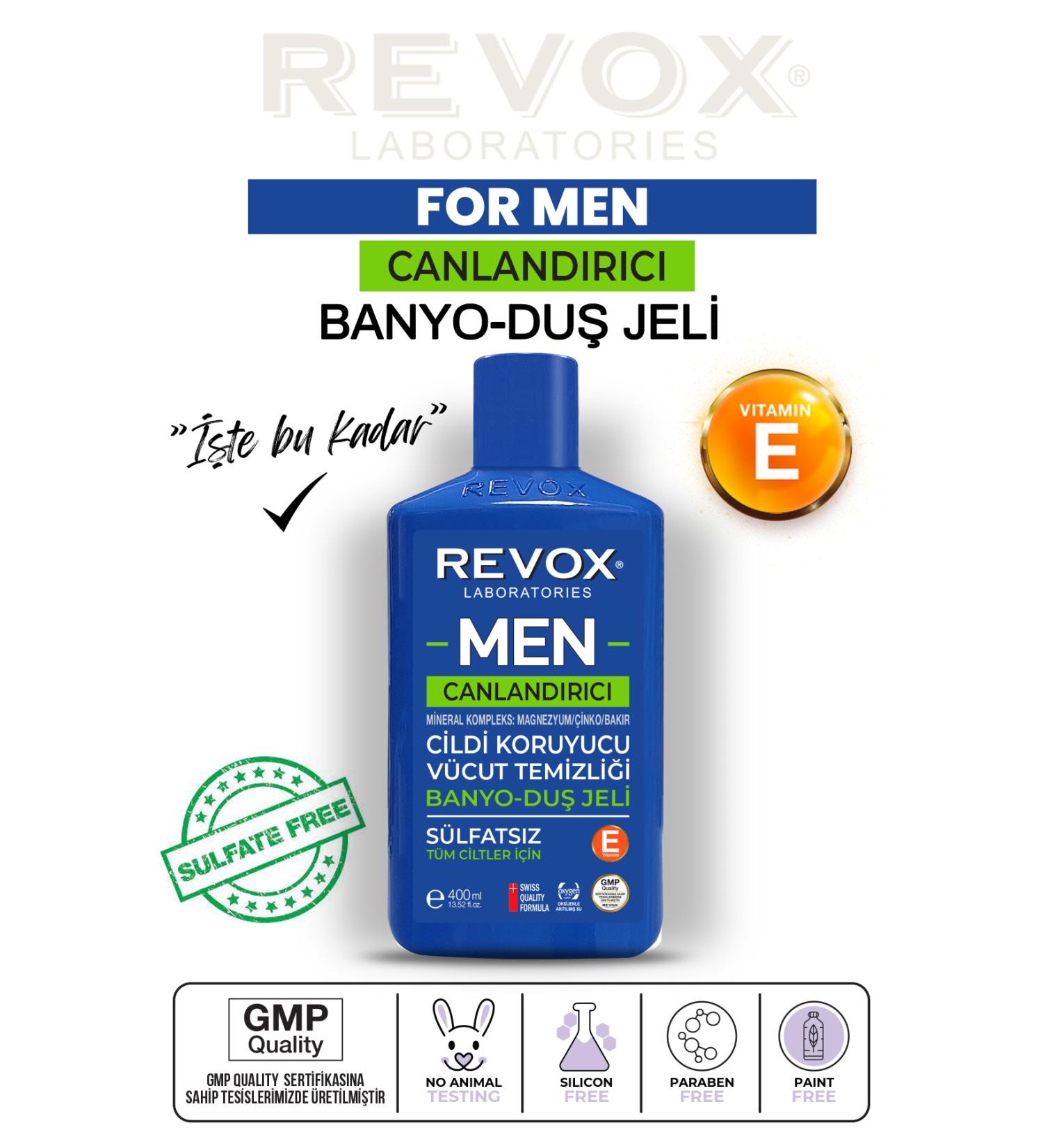 Revox Men's Multi Mineral Complex Skin Revitalizing Bath and Shower Gel Sulfate-Free 400 ml - Buy Online on GoSupps.com