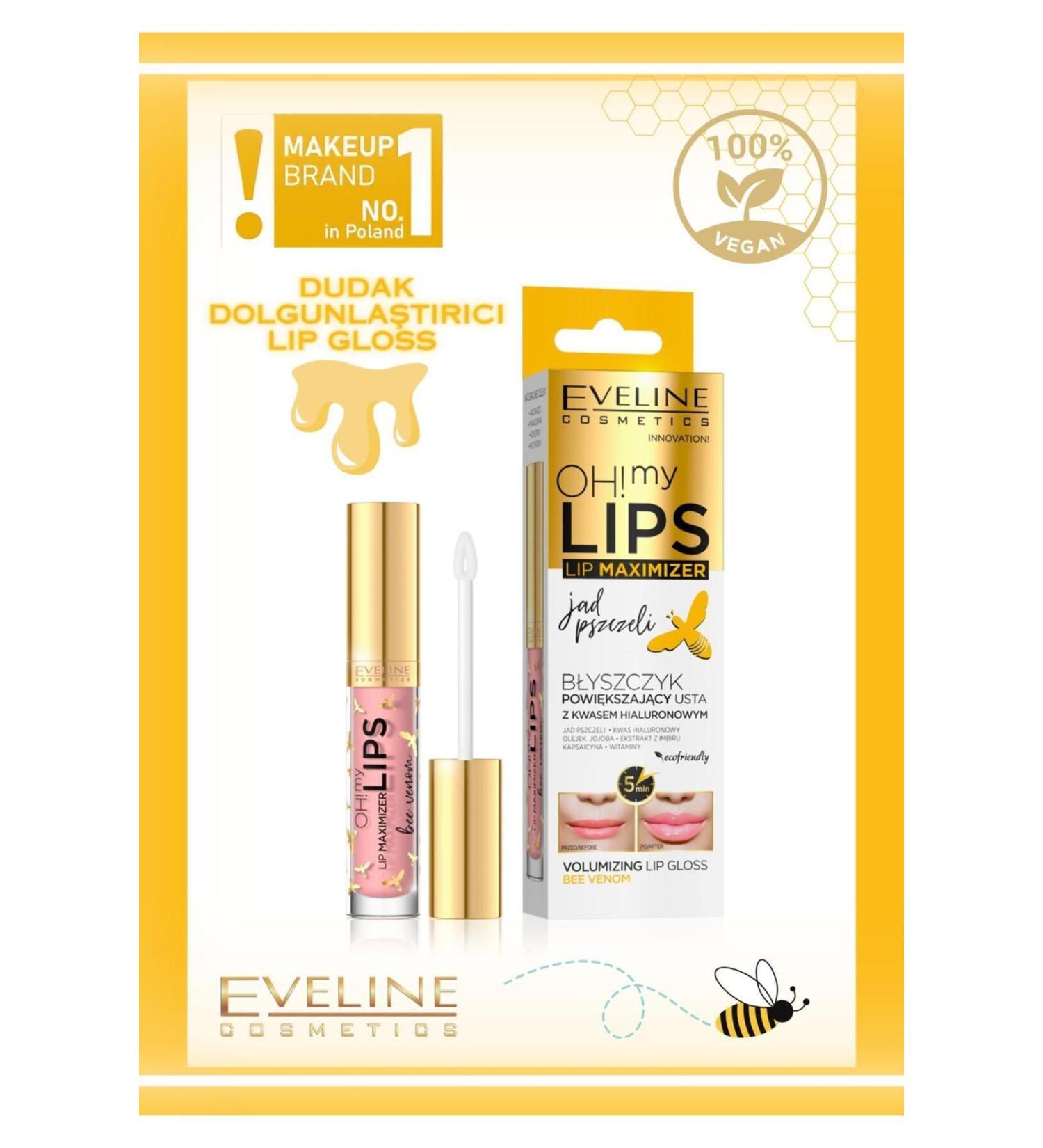 Eveline Cosmetics Oh! My Lips! Lip Enlargement Lip Gloss with Hyaluronic Acid and Bee Venom - Buy Online on GoSupps.com