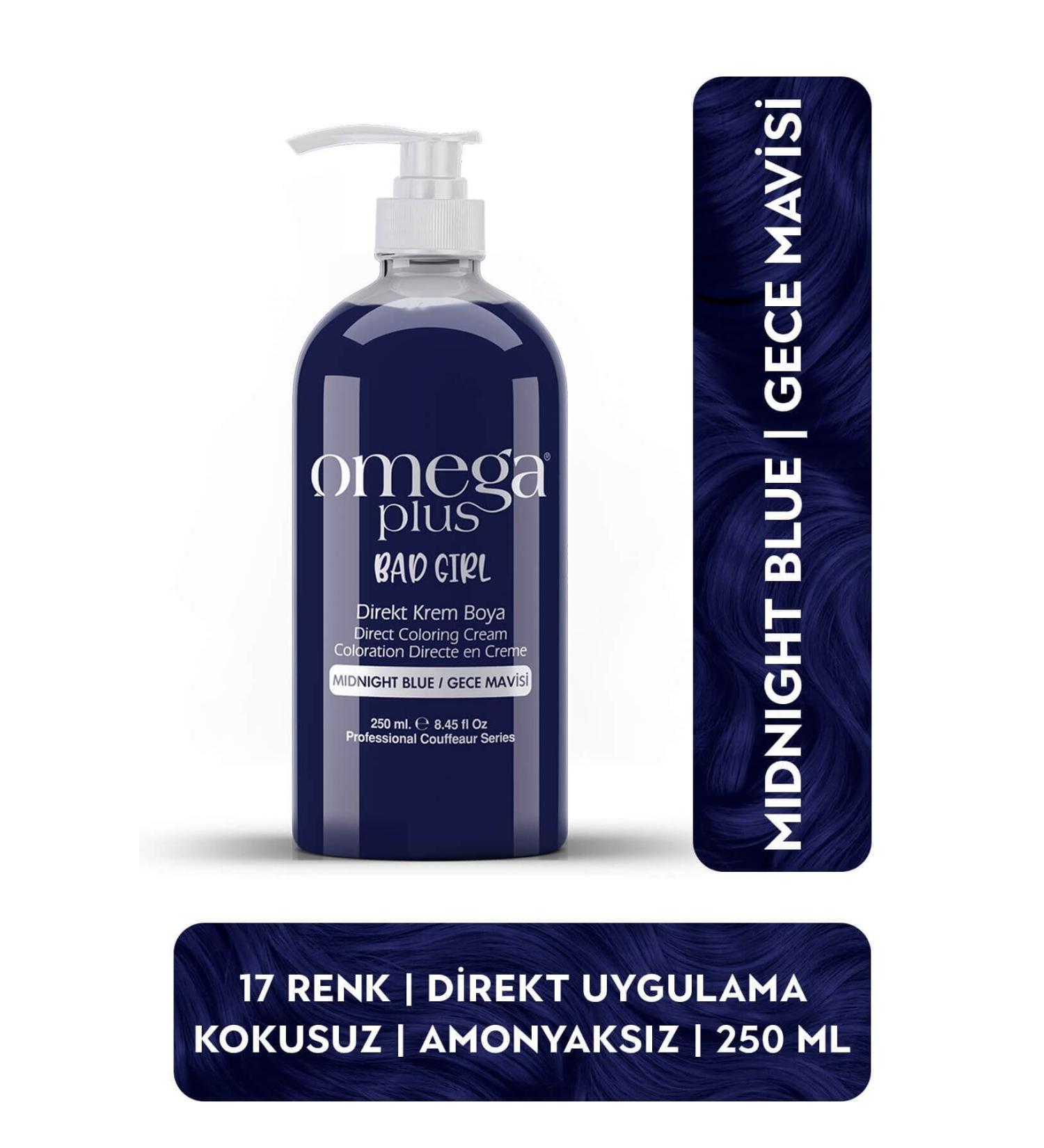 Omega Plus Bad Girl NIGHT BLUE Ammonia Free Color Hair Dye 250ML - Buy Online on GoSupps.com