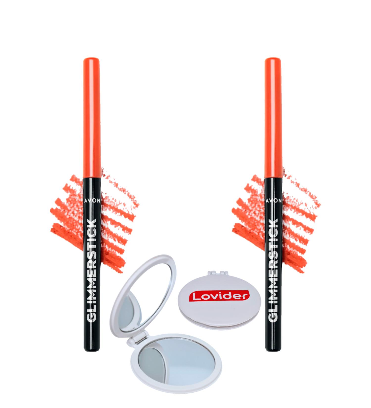 Avon Glimmerstick Lift Lip Pencil - Coral 2 Pack + Lovider Pocket Mirror Gift - Buy Online on GoSupps.com