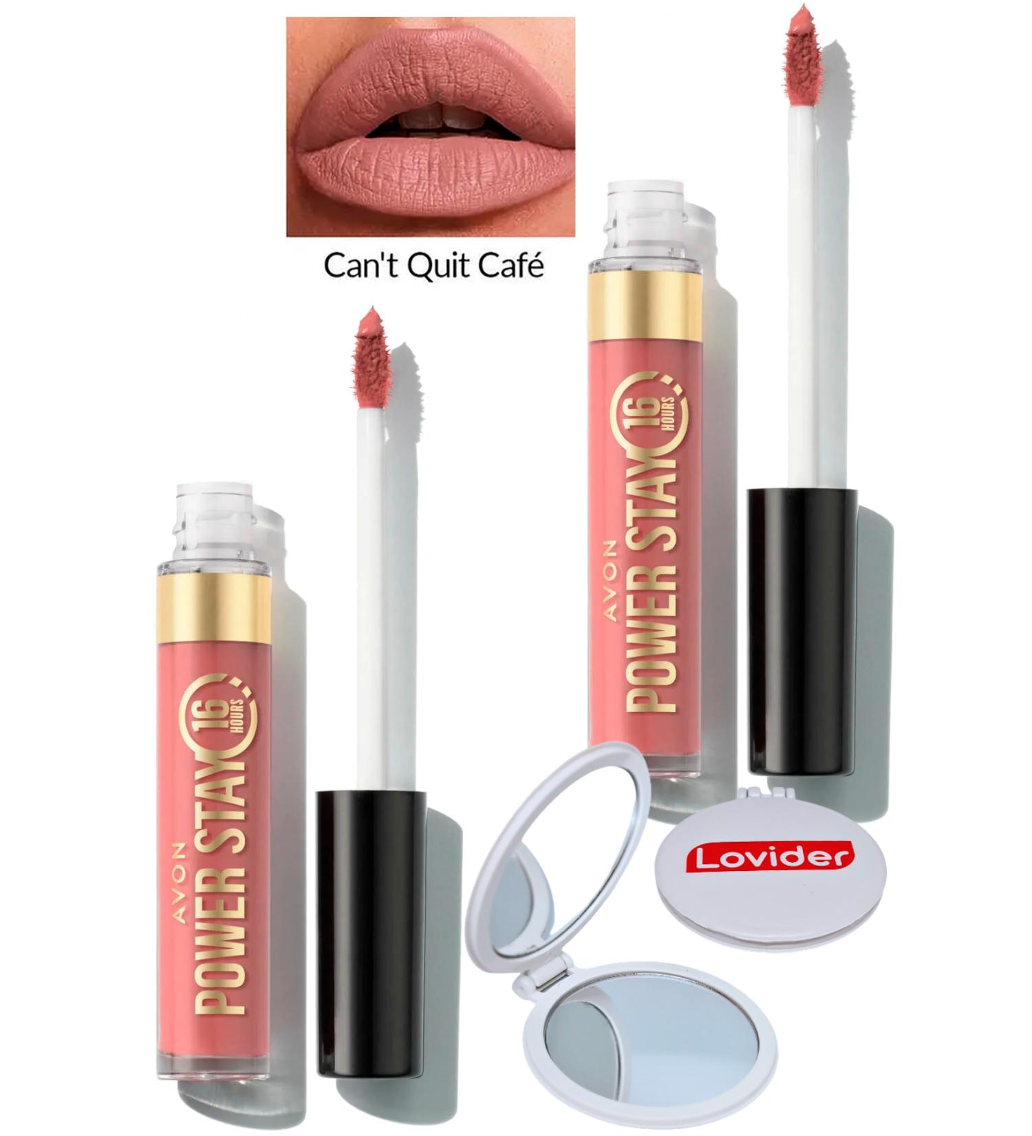 Avon Power Stay Liquid Matte Lipstick - Can't Quit Cafe 2 Pack + Lovider Pocket Mirror Gift - Buy Online on GoSupps.com