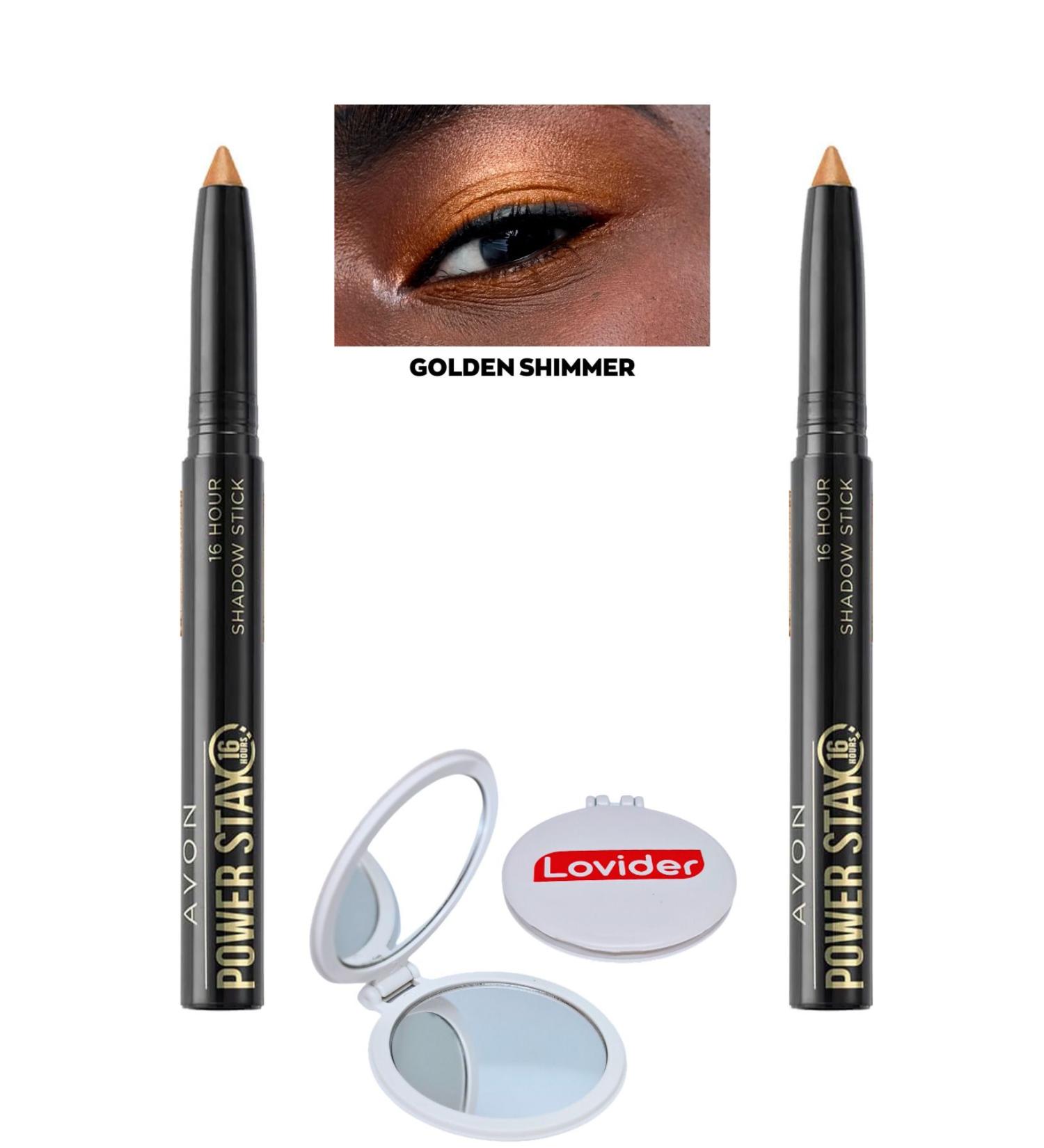 Avon Power Stay Shadow Stick Pencil Eyeshadow - Golden Shimmer 2 Pack + Lovider Pocket Mirror - Buy Online on GoSupps.com