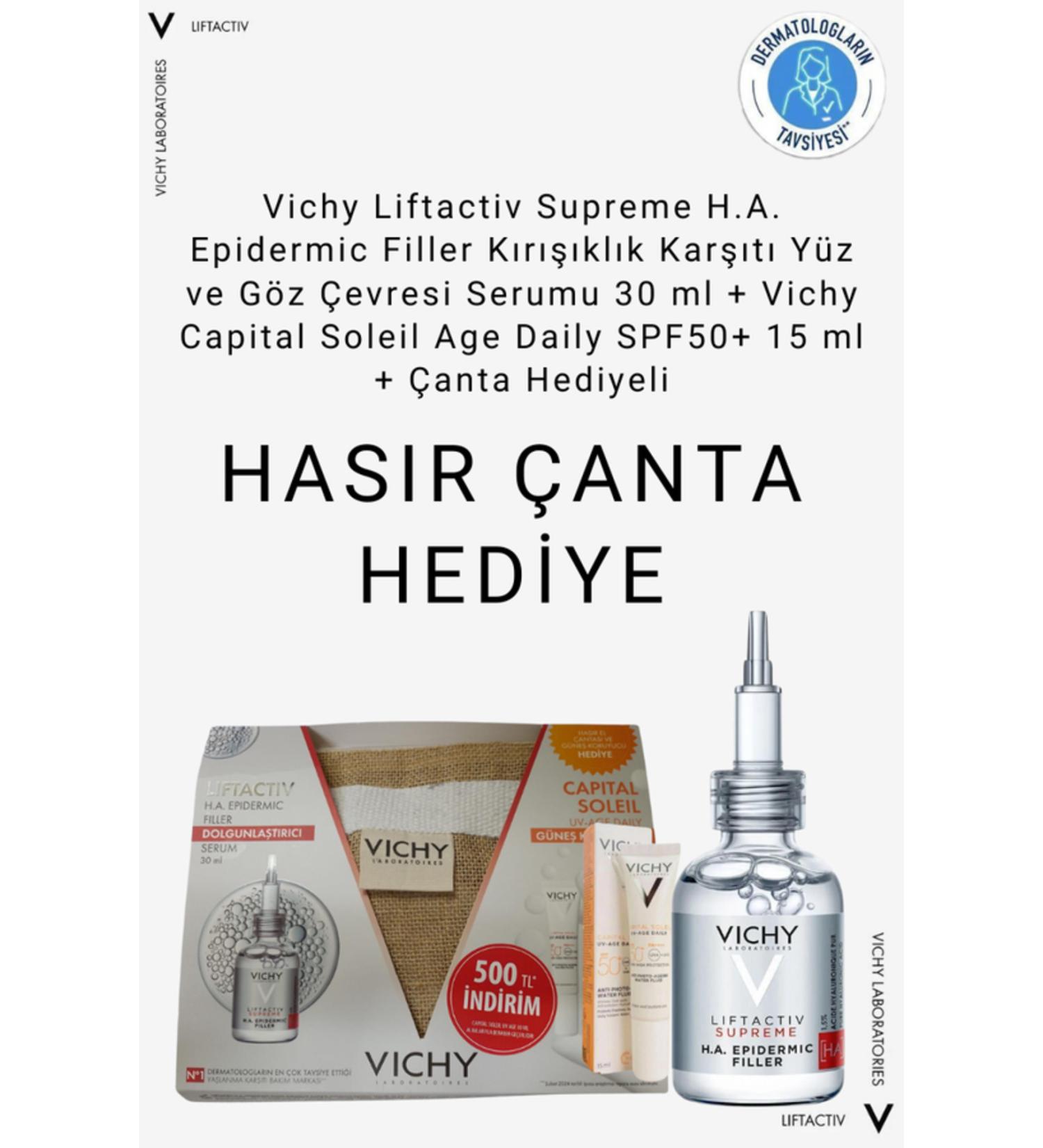 Vichy Liftactiv Supreme HA Epidermic Filler Anti-Wrinkle Face + Vichy Capital Soleil SPF50+ 15 ml - Buy Online on GoSupps.com