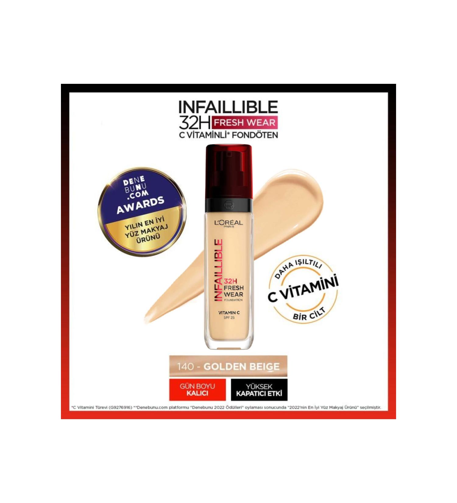 L'Oreal Paris Loreal Paris Infaillible 32H Fresh Wear Foundation - Concealer Foundation No: 140 - Buy Online on GoSupps.com