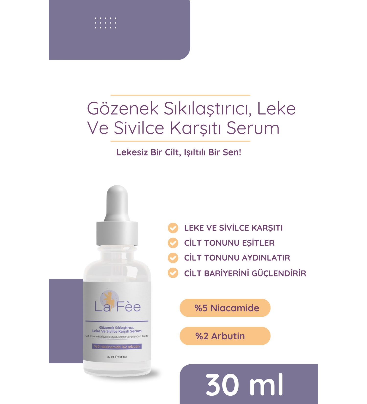 LA FEE Pore Tightening Anti-Blemish and Anti-Acne Skin Care Serum 30 ML (5% Niacinamide 2% Arbutin) - Buy Online on GoSupps.com