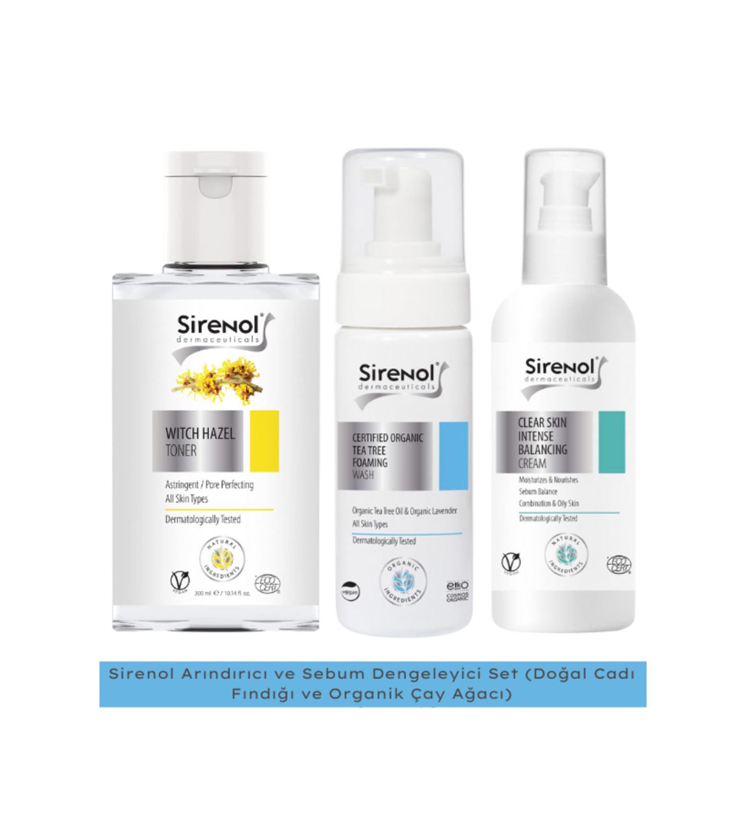 Sirenol Purifying and Sebum Balancing Set Natural Witch Hazel and Organic Tea Tree