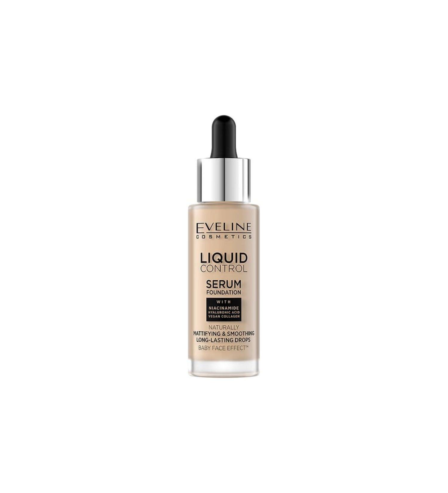 Eveline Cosmetics Liquid Control Dropper Foundation with Niacinamide and Vegan Collagen - Buy Online on GoSupps.com