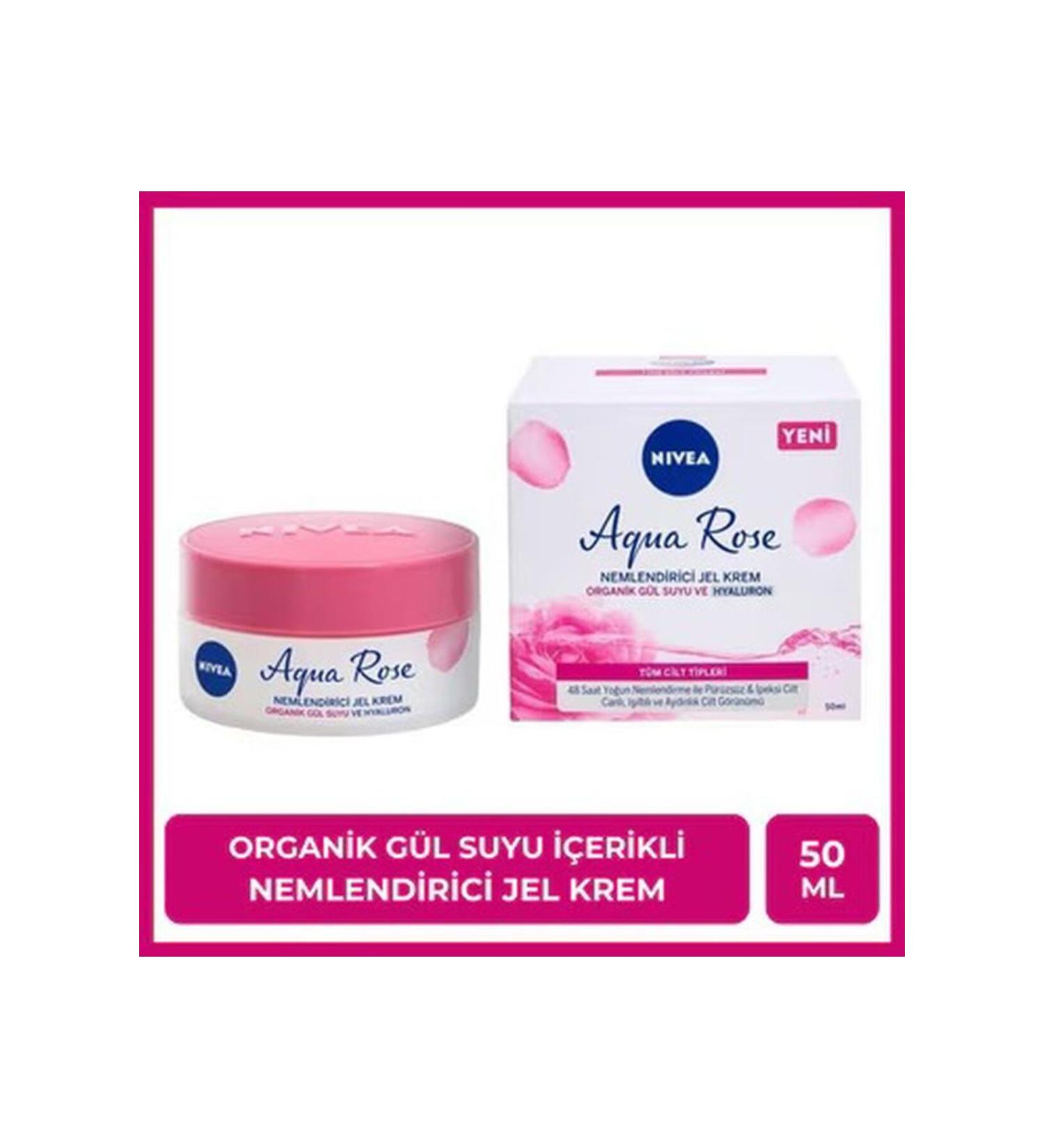 NIVEA Aqua Rose Moisturizing Face Cream Gel with Organic Rose Water 50 ml - Buy Online on GoSupps.com