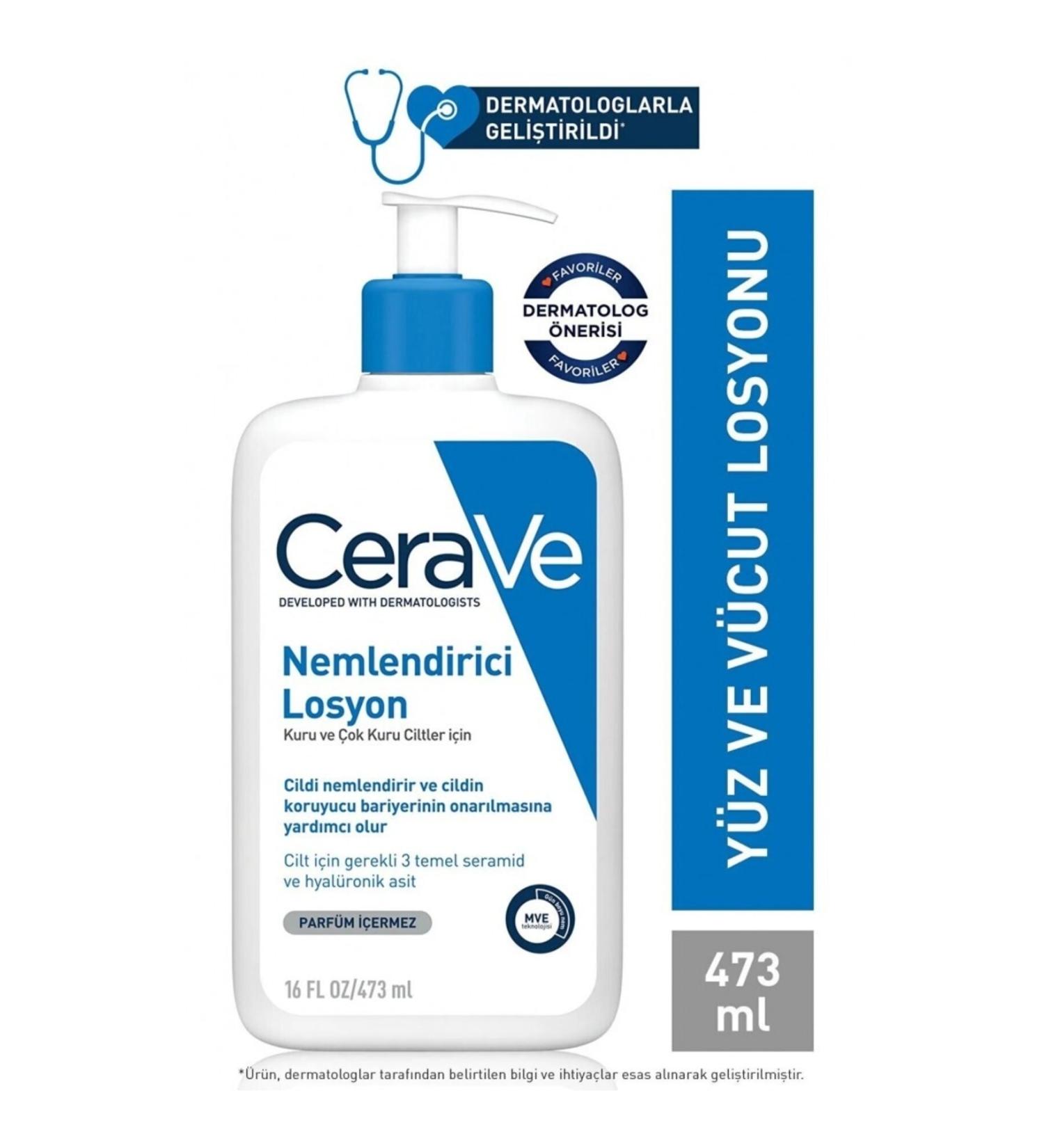 CeraVe Face and Body Moisturizing Lotion with Ceramide and Hyaluronic Acid for Dry Skin 473 / ml.