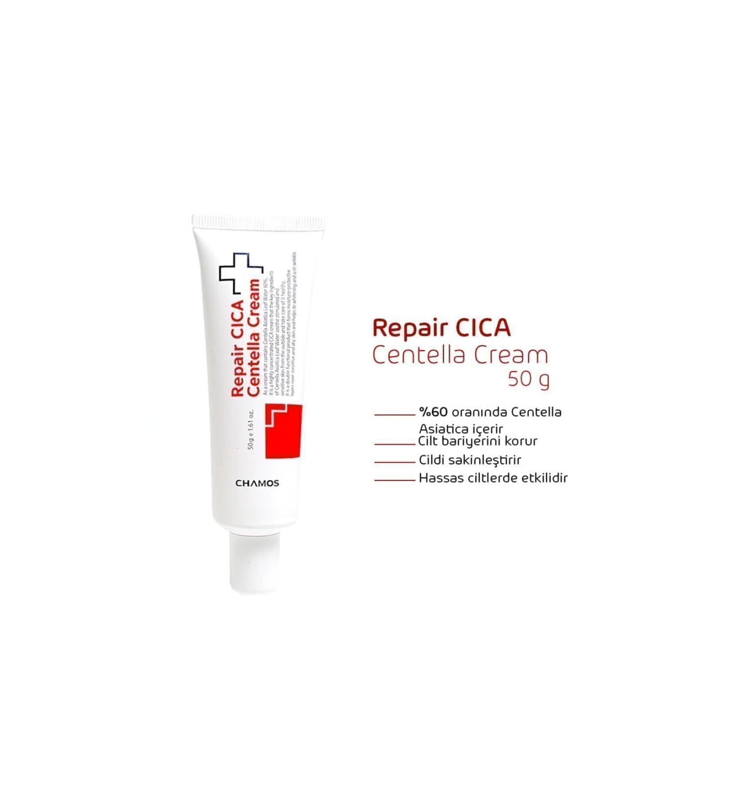Chamos Repair Cica Centella Cream - Skin Repair and Calming Cream 50gr - Buy Online on GoSupps.com