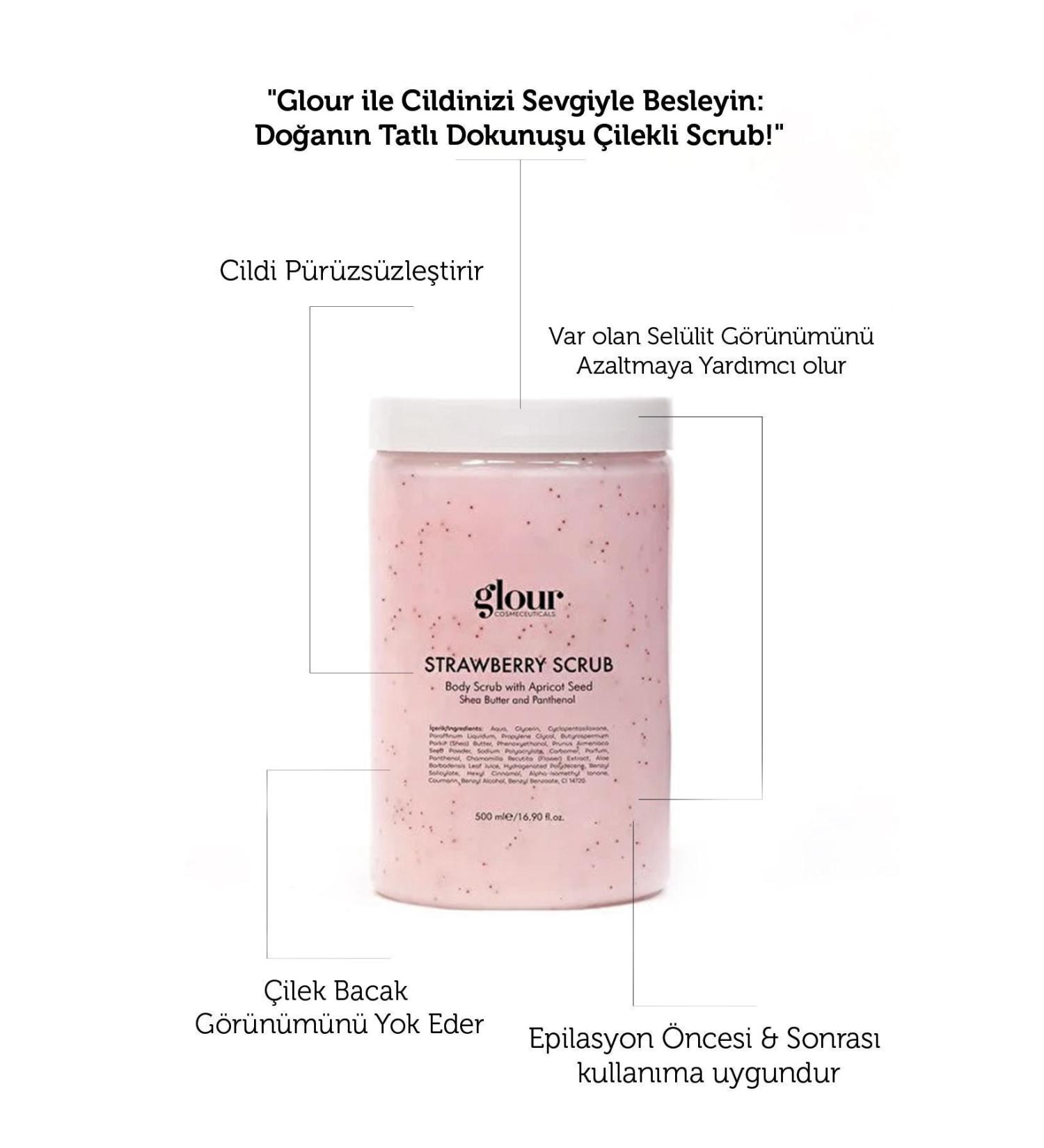 GLOUR Strawberry Scrub 500 ml / Revitalizing and Moisturizing Strawberry Extract Scrub - Buy Online on GoSupps.com