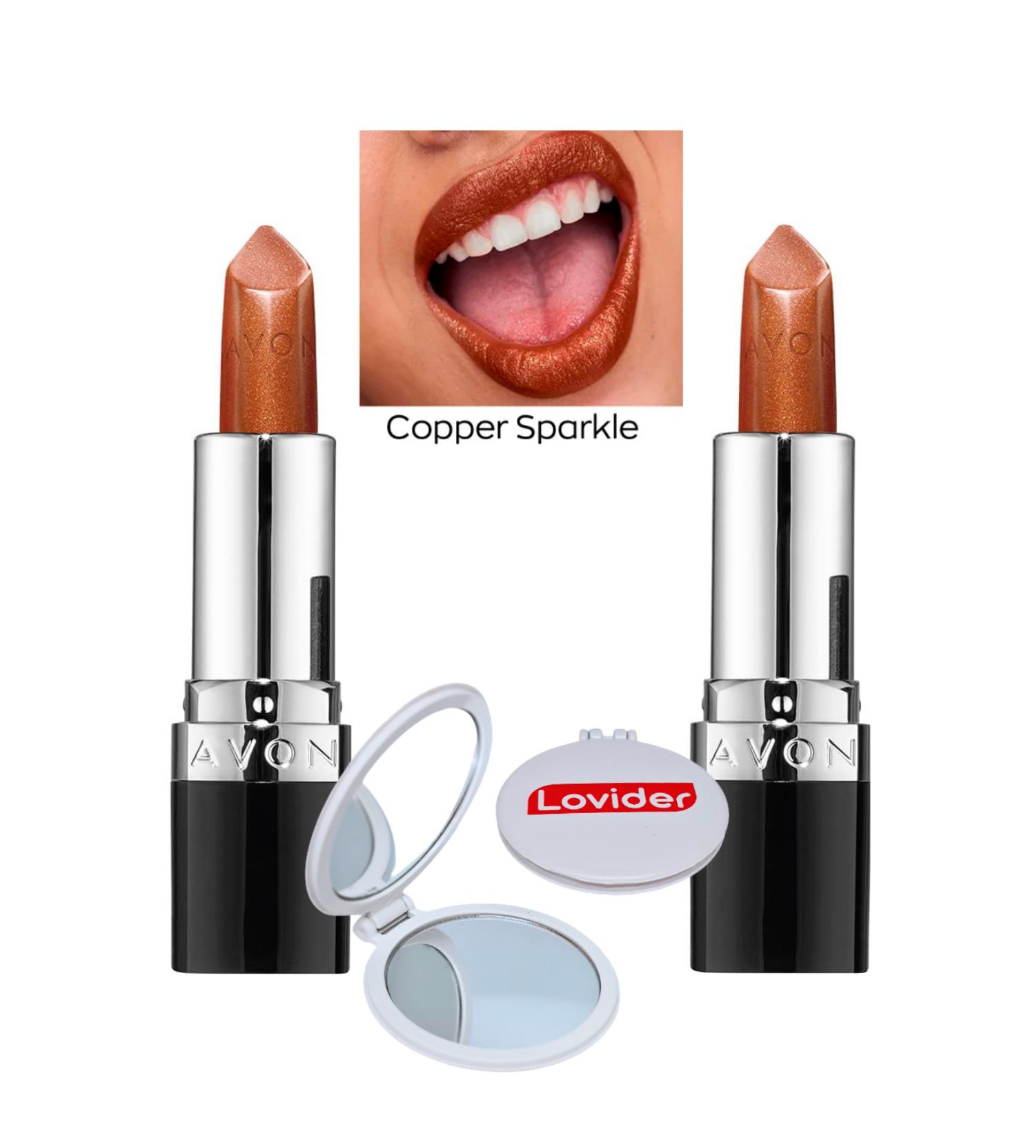 Avon Ultra Shimmer Shimmer Lipstick Copper Sparkle 2 Pack + Lovider Pocket Mirror - Buy Online on GoSupps.com