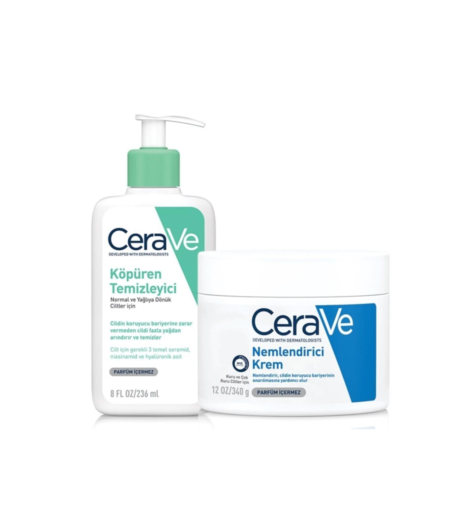 CeraVe Face and Body Care Set (Foaming Cleanser 236 Ml + Moisturizing Cream 340 Gr)