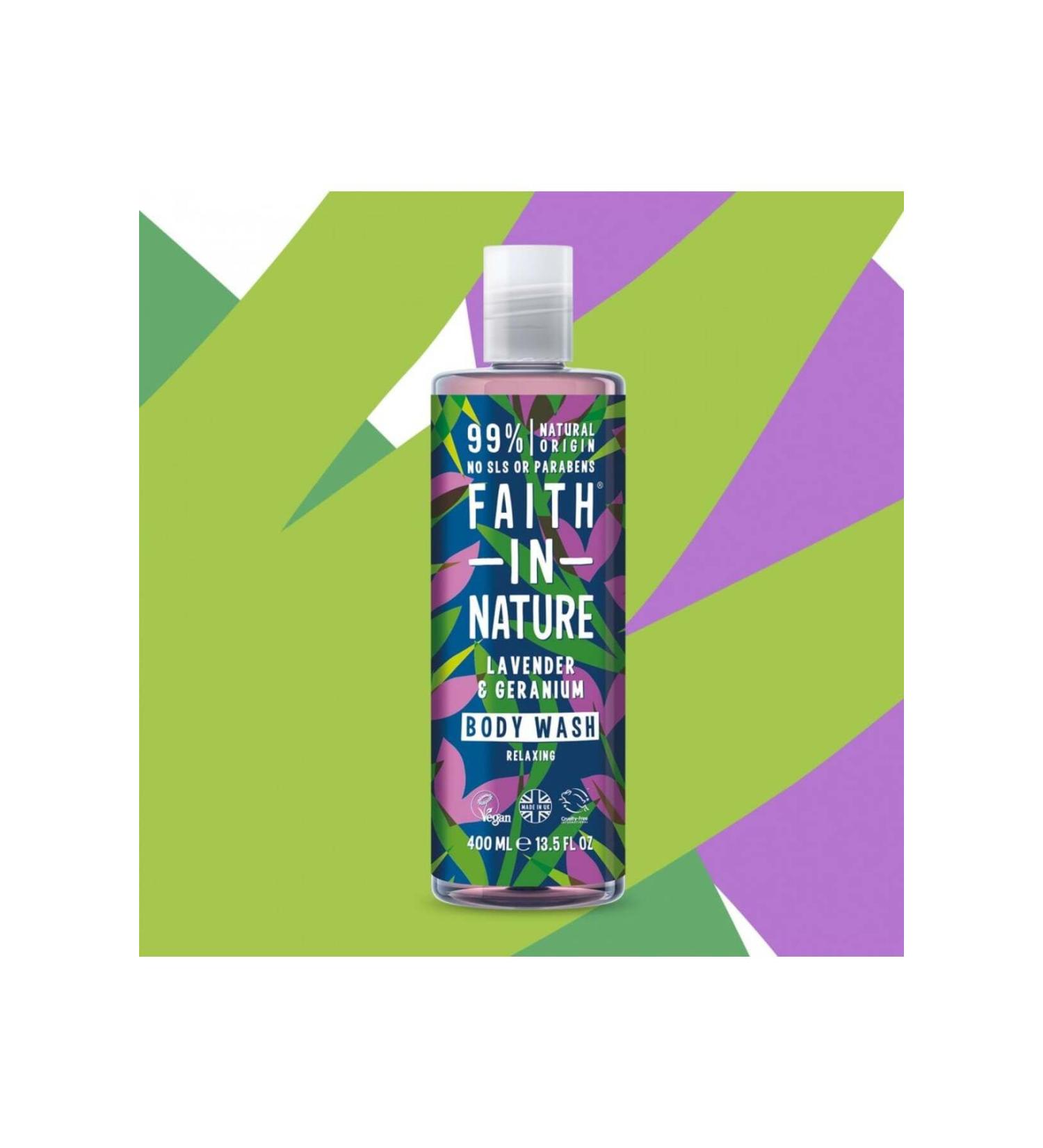Faith In Nature Natural Relaxing Shower Gel Lavender & Geranium 400 ml - Buy Online on GoSupps.com