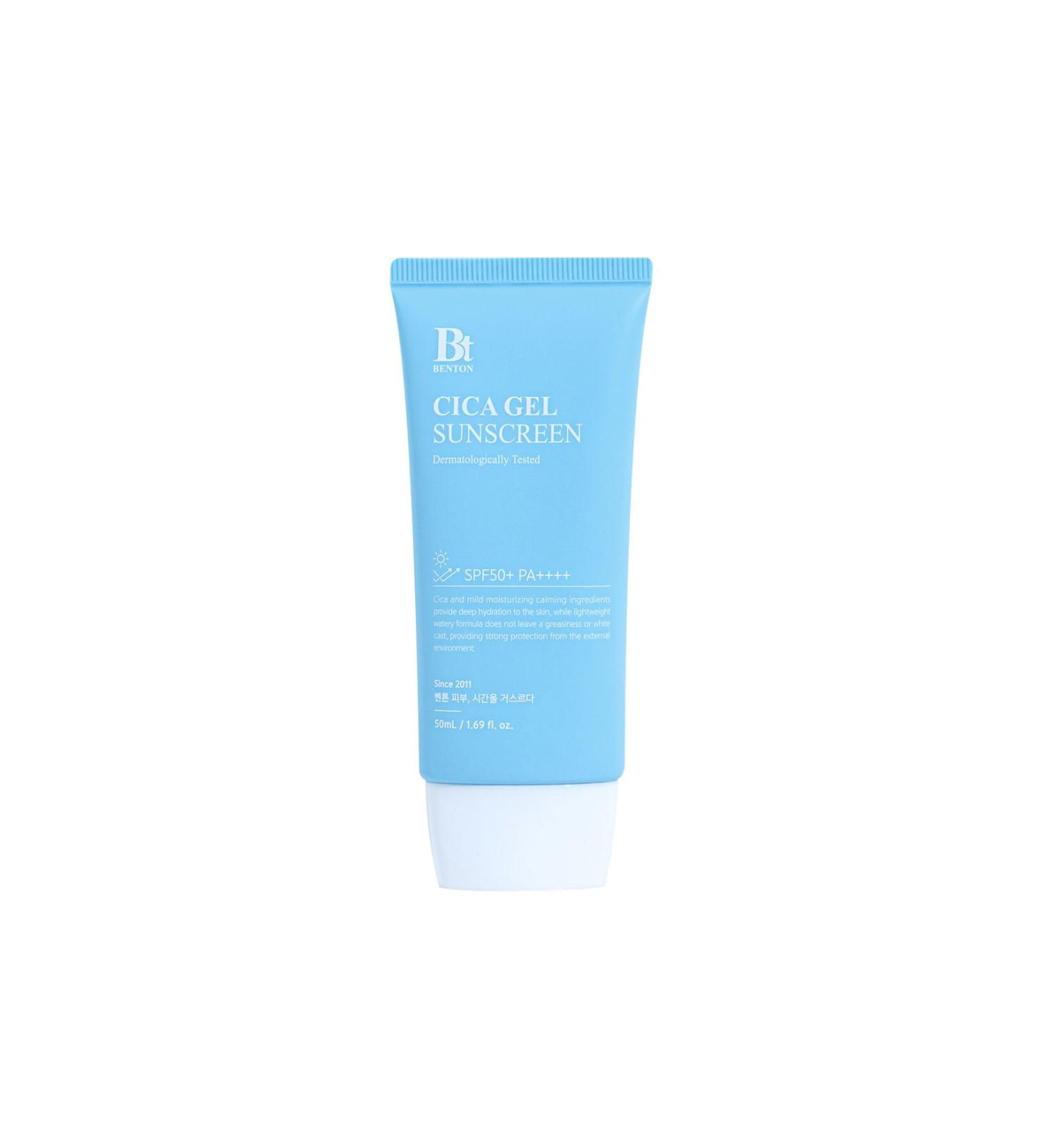Benton Cica Gel Sunscreen Serum SPF50+ PA++++ 50ml - Soothing Vegan Gel Sunscreen - Buy Online on GoSupps.com