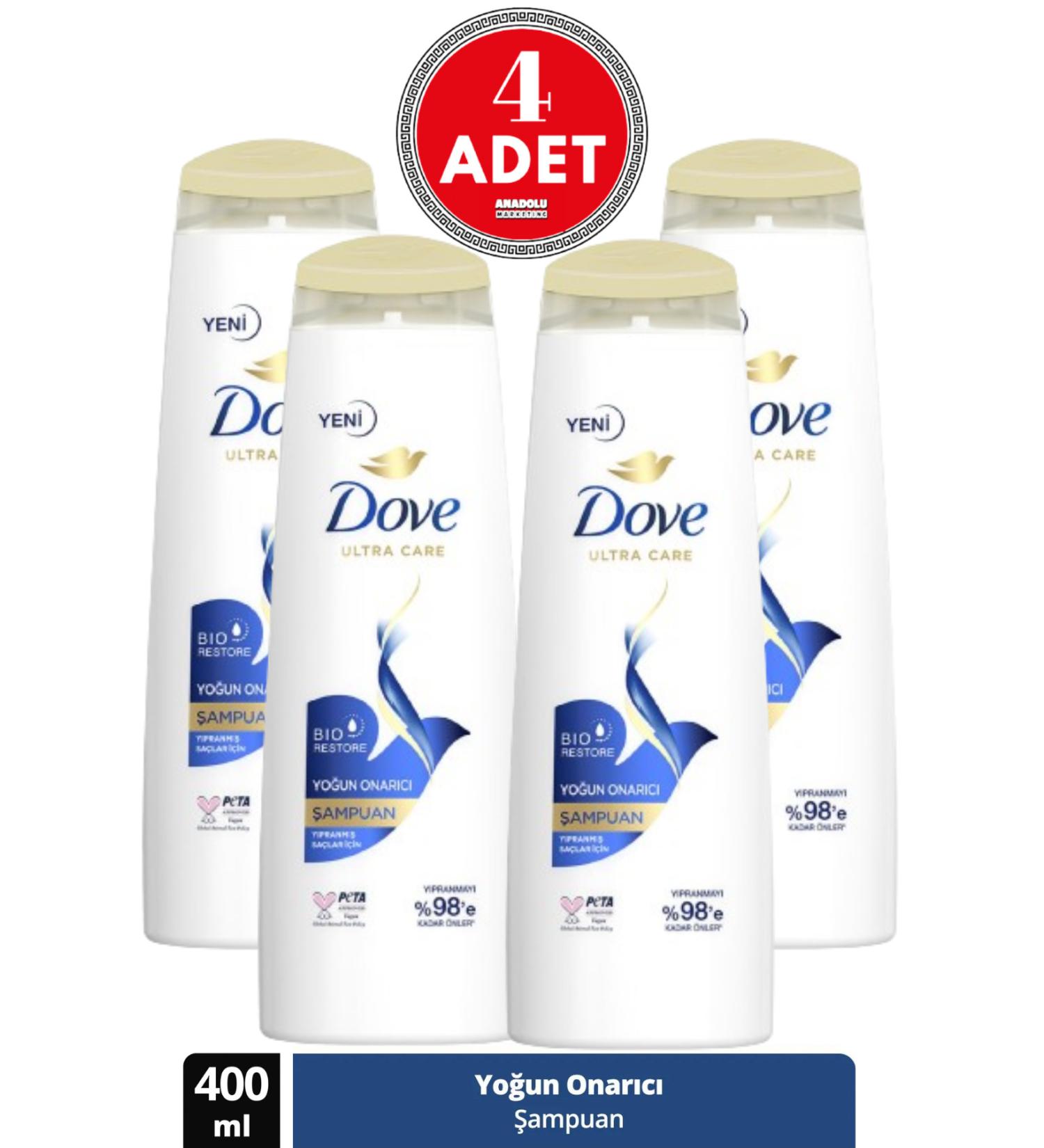 Dove Ultra Care Hair Care Shampoo Intensive Repair For Damaged Hair 400 Ml 4 Pieces - Buy Online on GoSupps.com