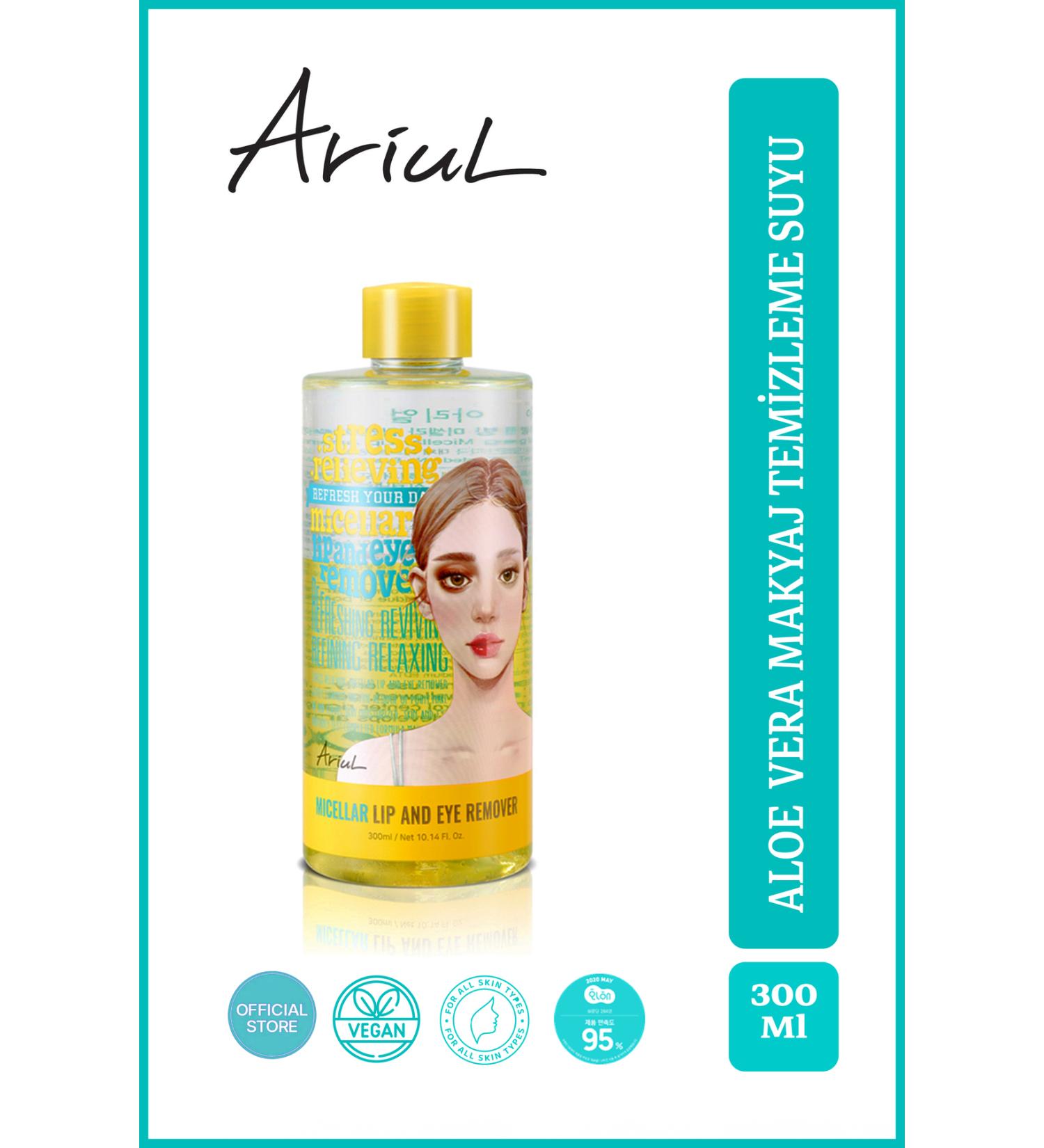 Ariul Stress Relieving Micellar Lip and Eye Makeup Remover Water 300 Ml | Aloe Vera - Buy Online on GoSupps.com