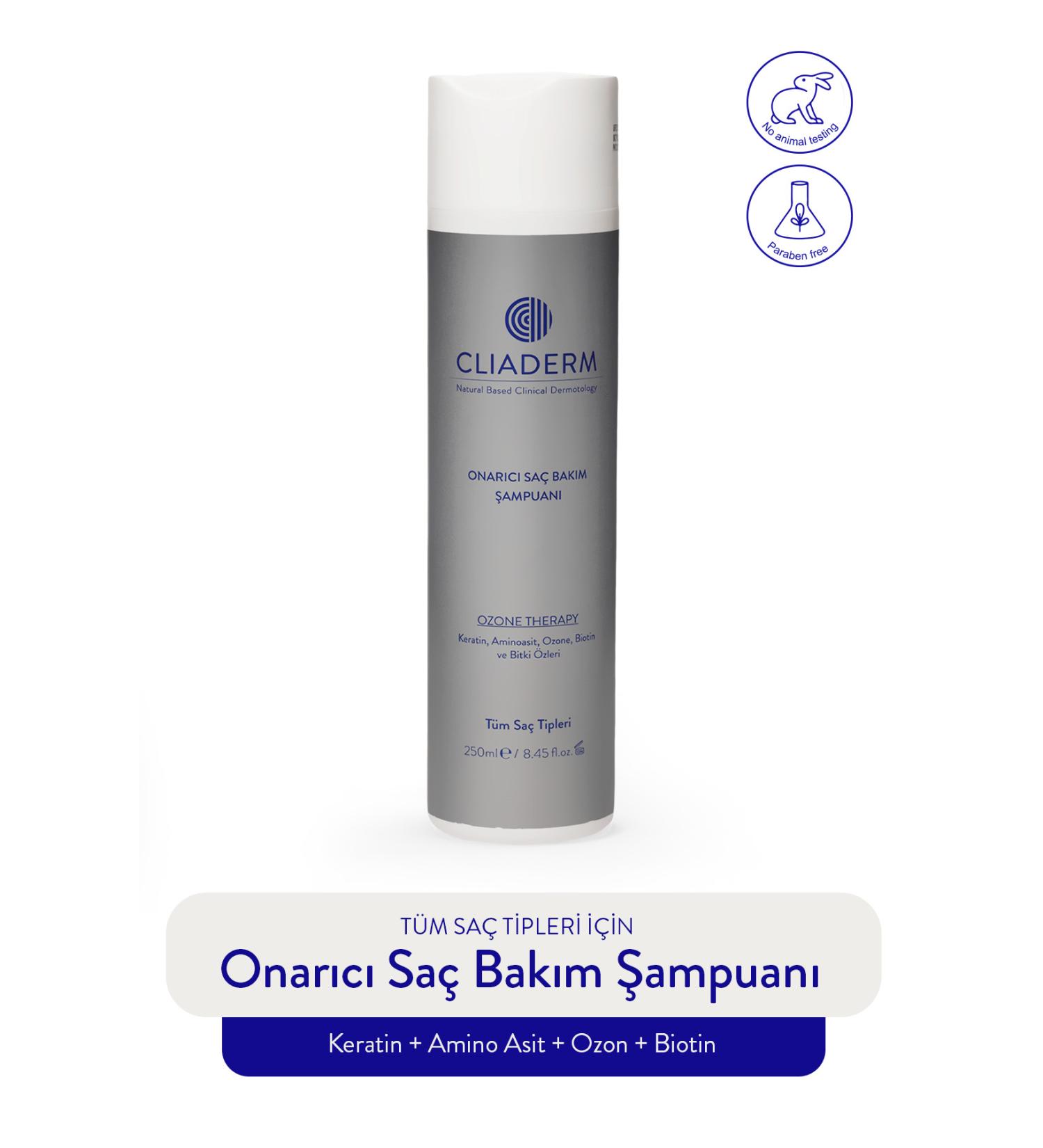 Cliaderm Natural Based Clinical Dermotology Repairing Hair Shampoo 250 ml (KERATIN OZONE BIOTIN AMINO ACID HERBAL EXTRACTS) - Buy Online on GoSupps.com