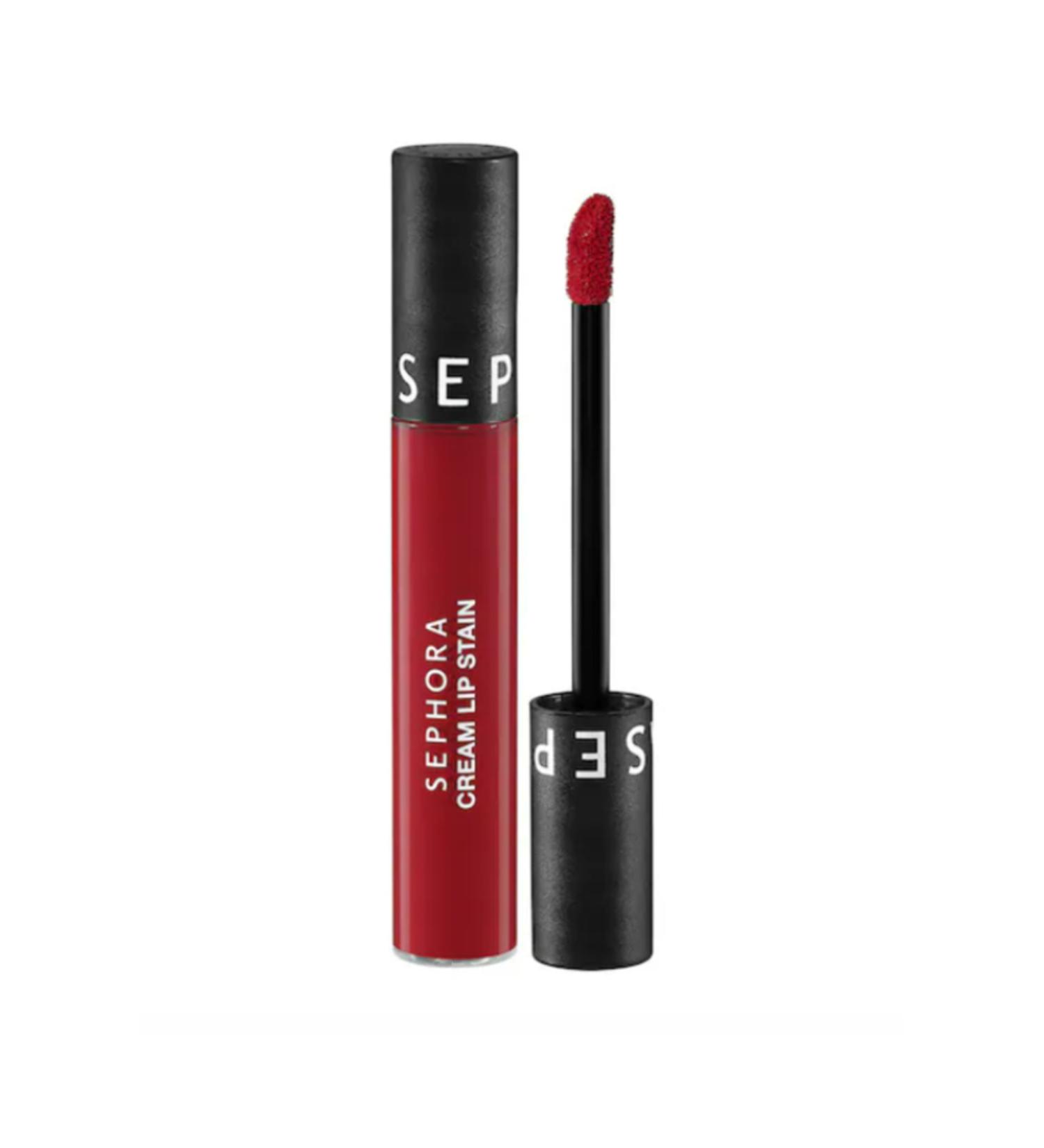 Sephora Beauty Cream Lip Stain Smudge-proof Velvet Finish Lipstick Matte Liquid Lipstick 128 Fancy Raspberry (5 ml)